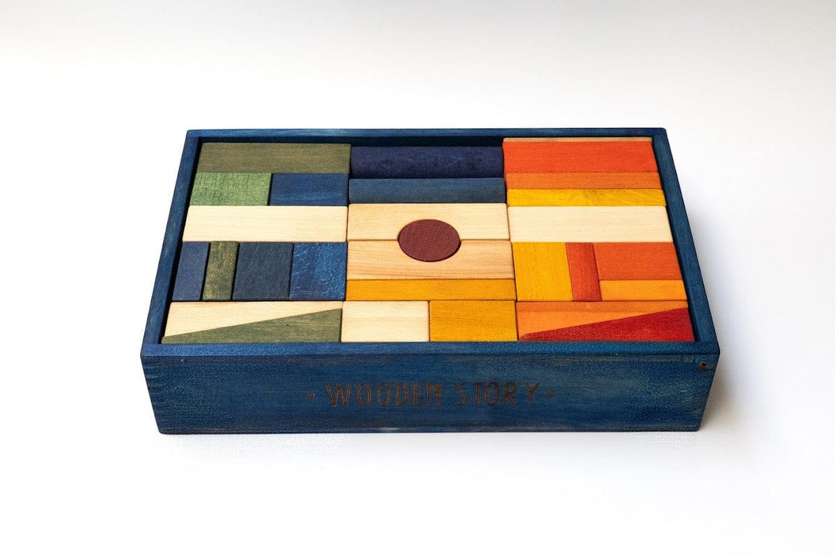 Holzspielzeug & Bausteine Wooden Story XL-Holzbausteine im Tablett, 63 Teile