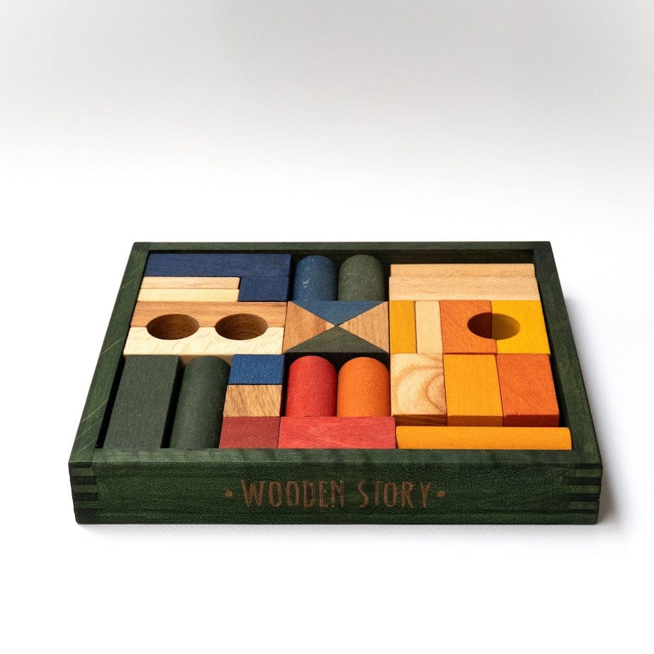 Holzspielzeug & Bausteine Wooden Story Holzbausteine im Tablett, 30 Teile