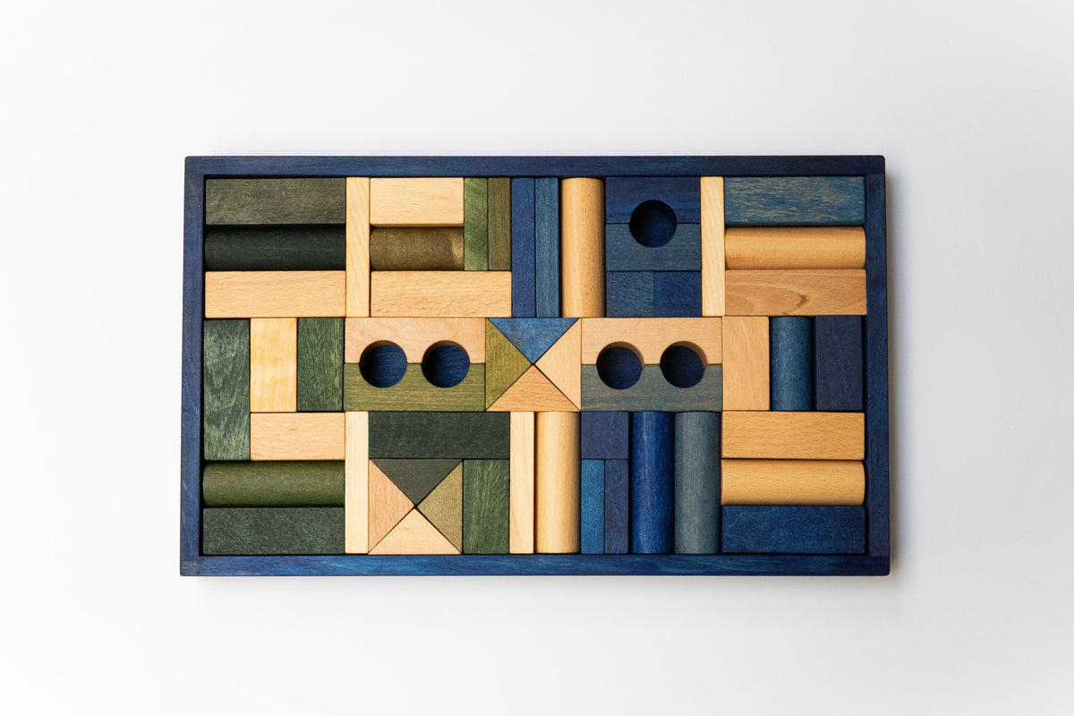 Holzspielzeug & Bausteine Wooden Story Holzbausteine im Tablett, 54 Teile
