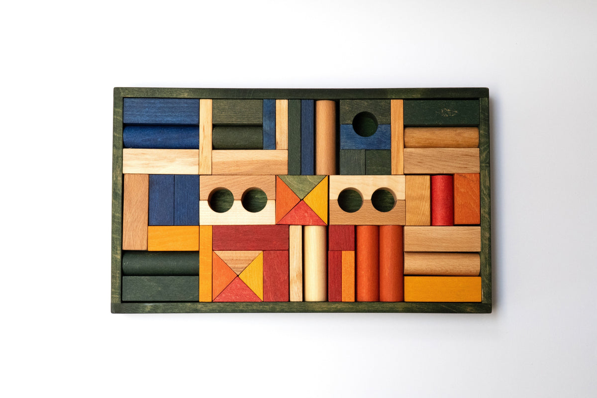 Holzspielzeug & Bausteine Wooden Story Holzbausteine im Tablett, 54 Teile