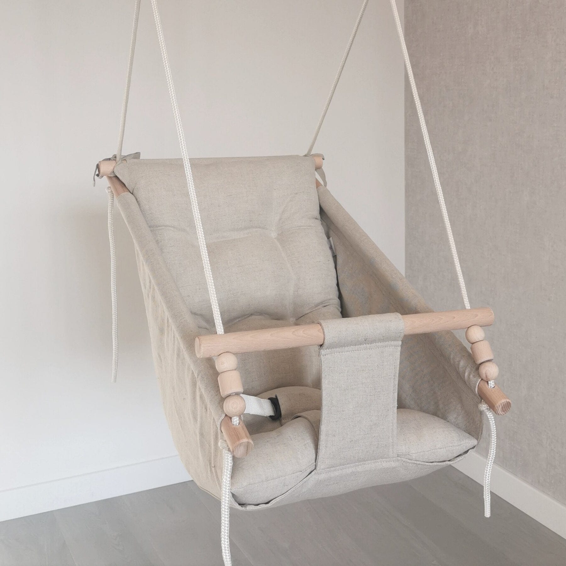 Babyschaukel Groß Leinen Beige - LeoBabys