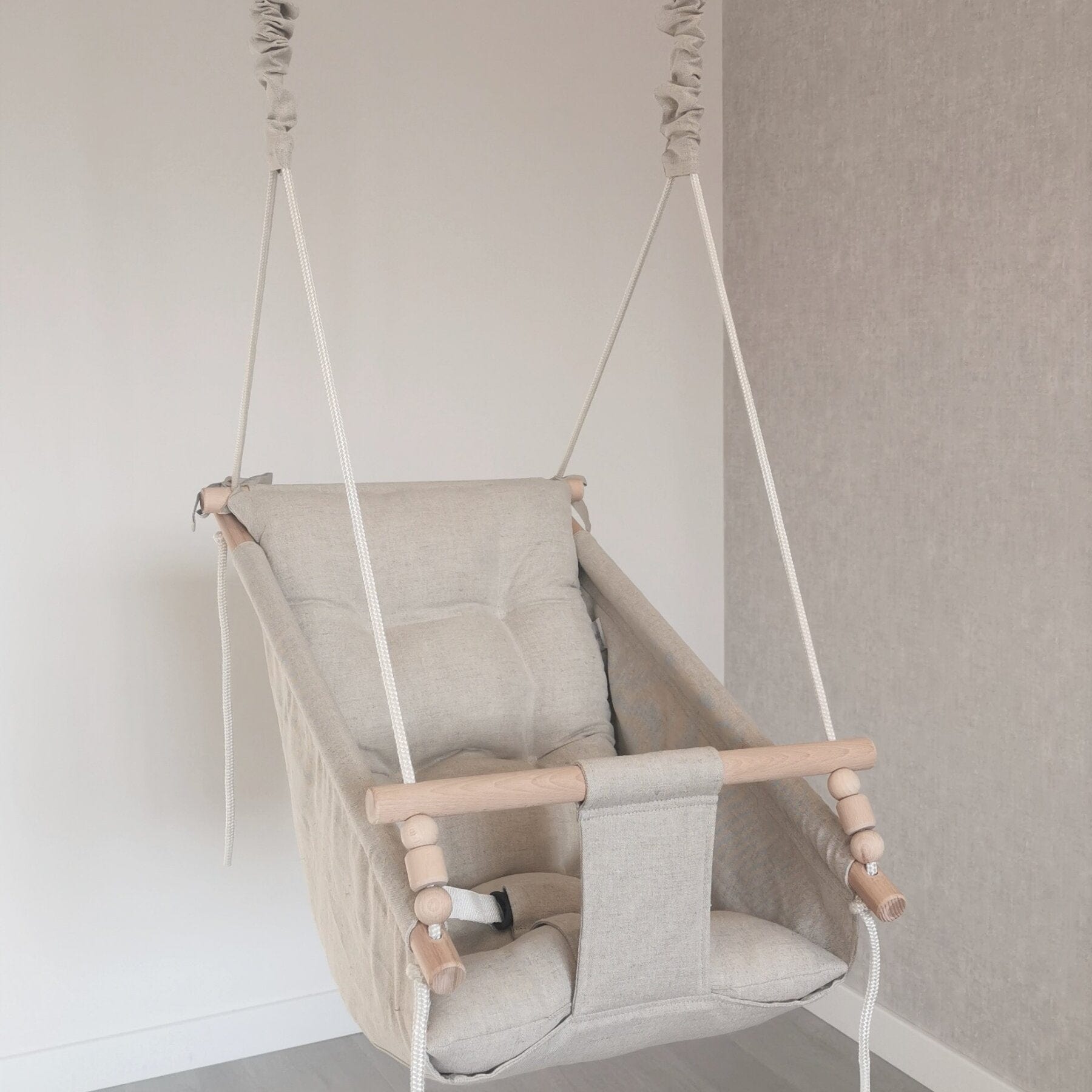 Babyschaukel Groß Leinen Beige - LeoBabys