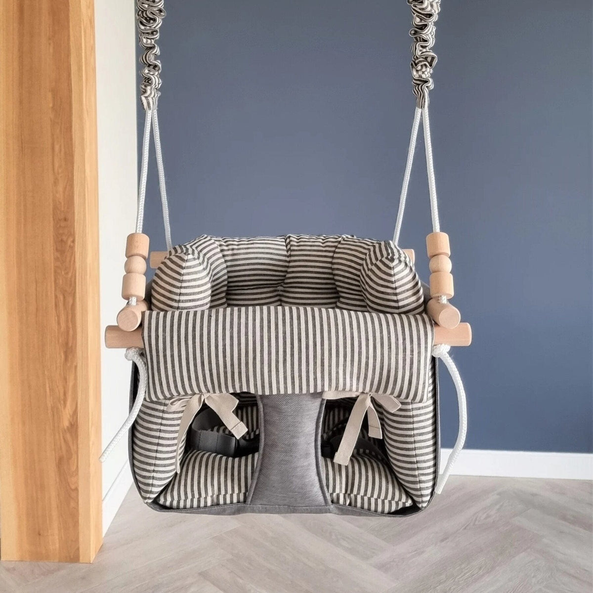 Premium Babyschaukel Dunkelgrau Leinenkissen