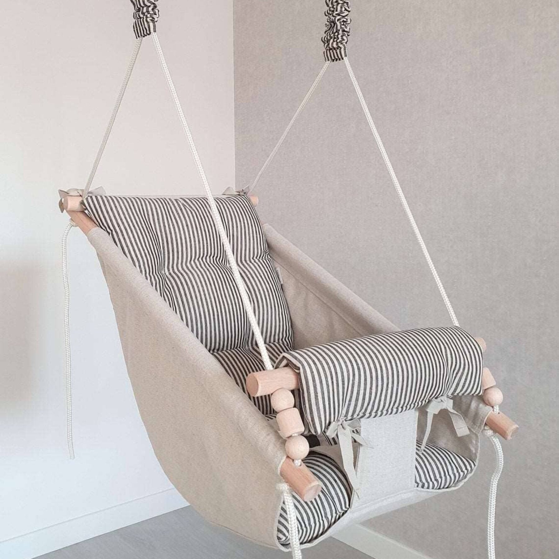 Balançoire bébé Balançoire transat bébé Lin Noir Rayé