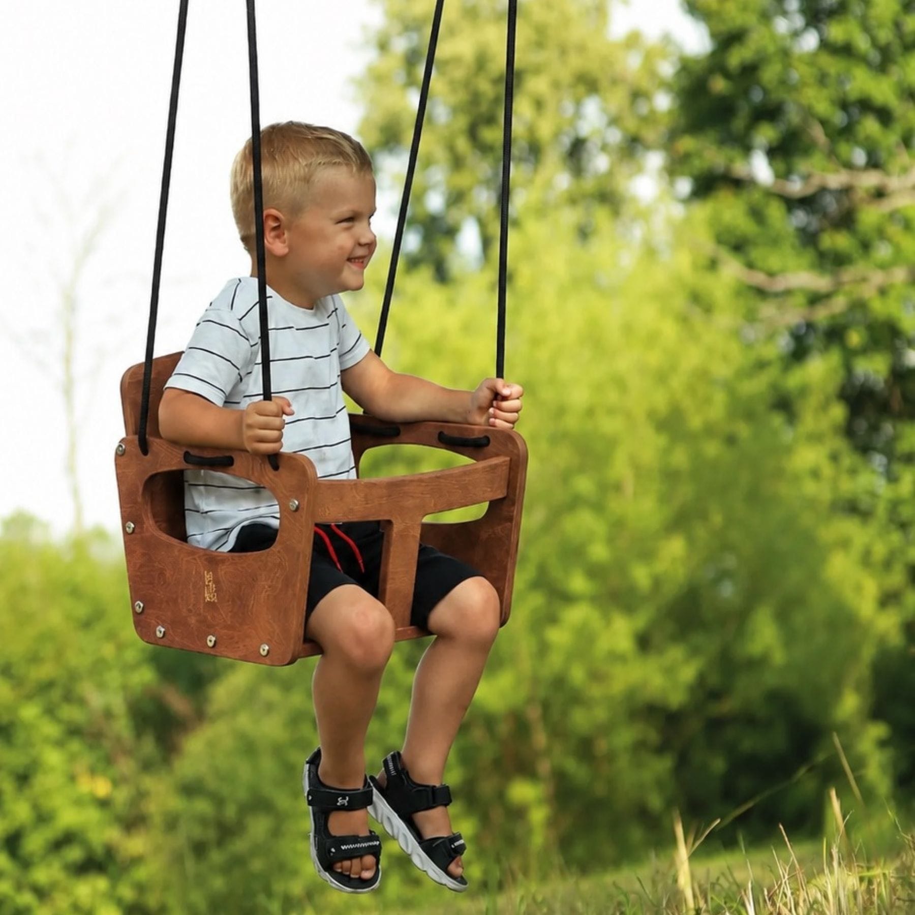 Outdoor Schaukel, Kleinkindschaukel, Holzschaukel, Gartenschaukel, Babyschaukel - LeoBabys