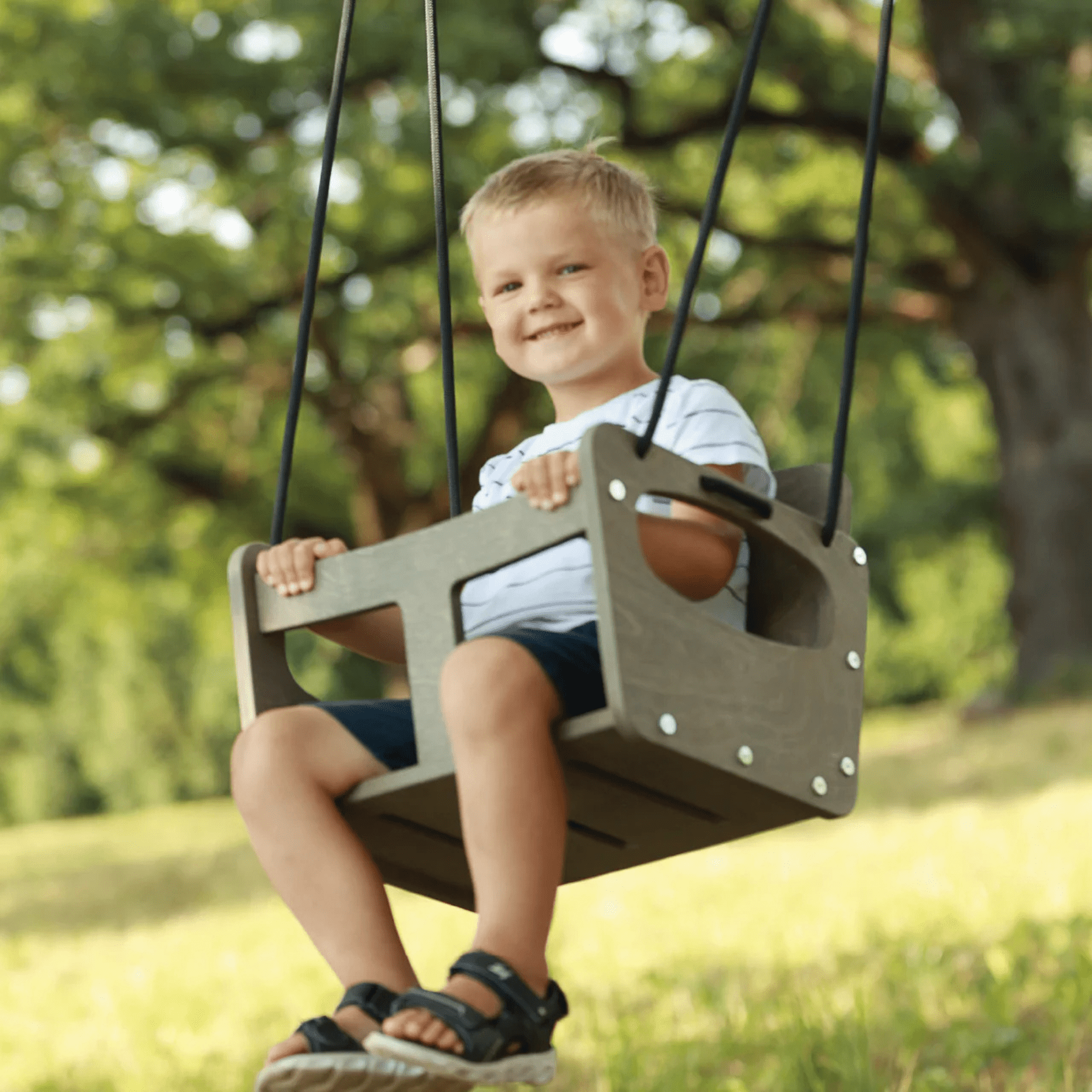 Outdoor Schaukel, Kleinkindschaukel, Holzschaukel, Gartenschaukel, Babyschaukel - LeoBabys