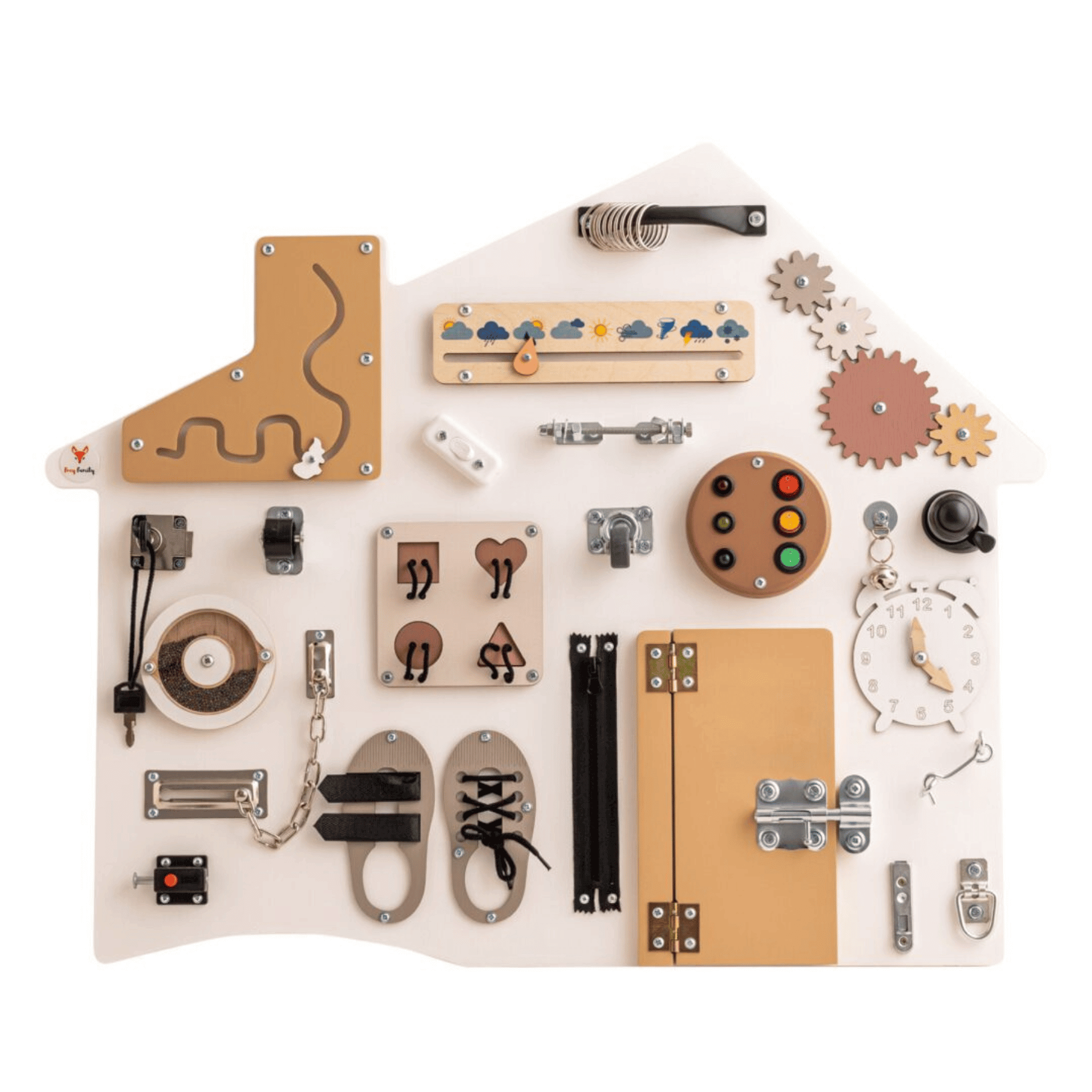 Busy Board XL „Haus in WEISS“ – Montessori Wandtafel