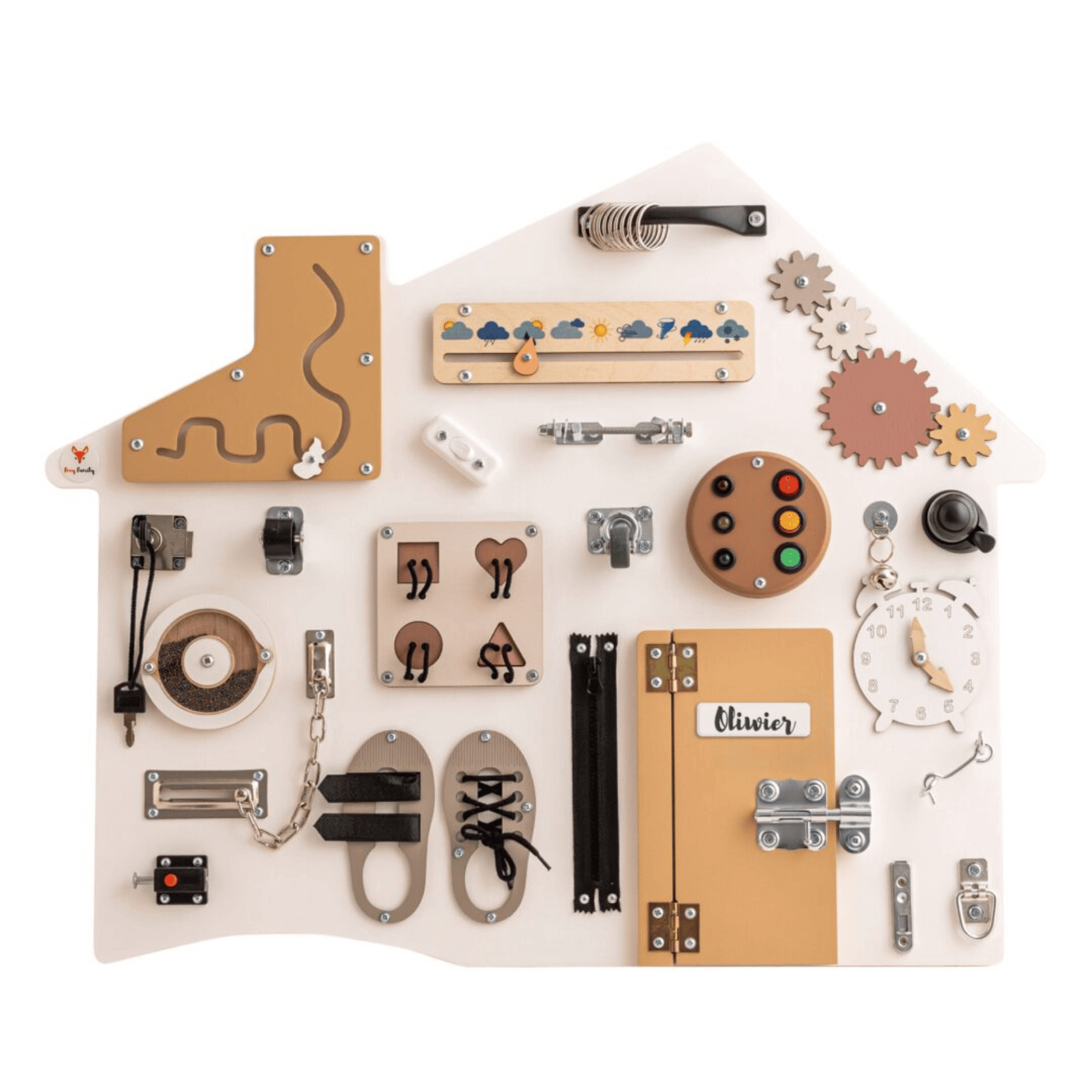 Busy Board XL „Haus in WEISS“ – Montessori Wandtafel