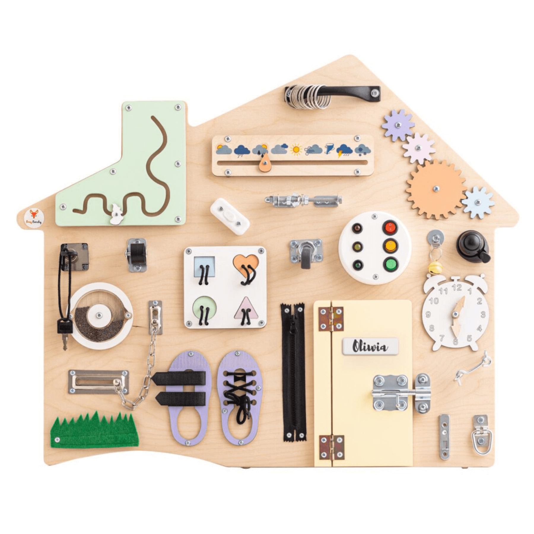 Busy Board XL „Haus PASTEL“ – Montessori Wandtafel