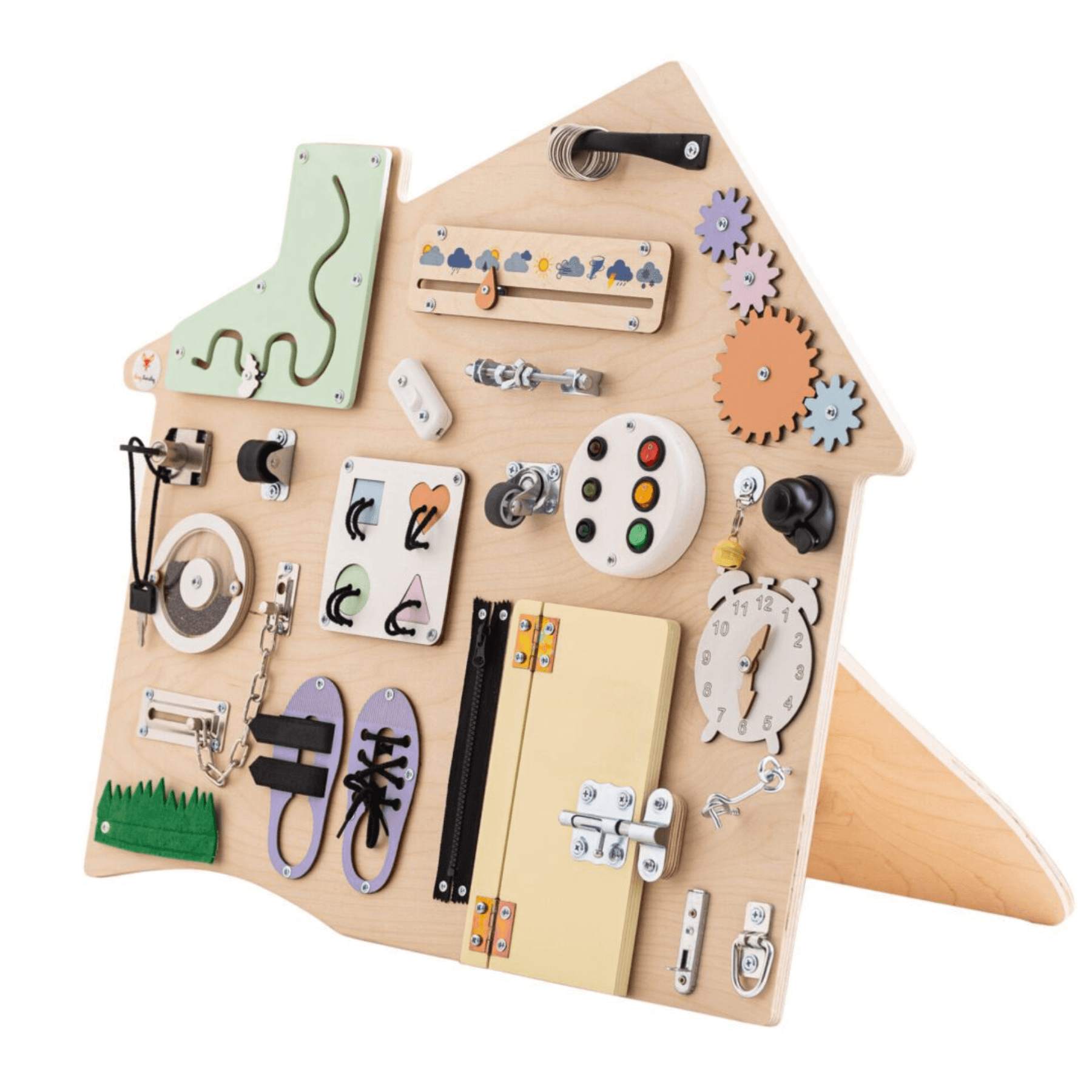 Busy Board XL „Haus PASTEL“ – Montessori Wandtafel