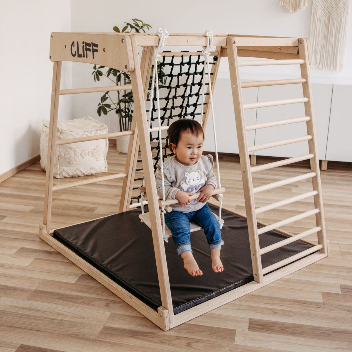 Schaukel CLIFF Babyschaukel aus Holz fĂĽr drinnen, ab 1 Jahr