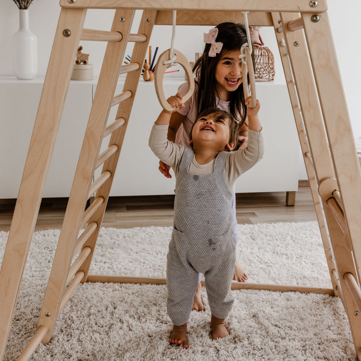 Zubehör CLIFF Turnringe aus Holz für Kinder, mit verstellbaren Seilen