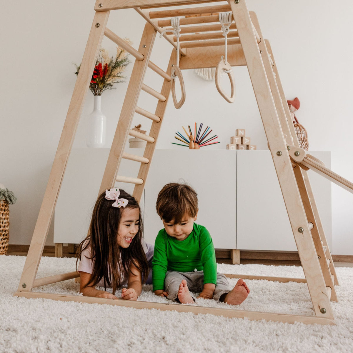 Zubehör CLIFF Turnringe aus Holz für Kinder, mit verstellbaren Seilen