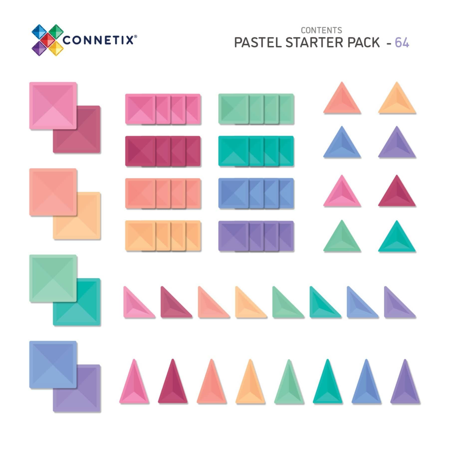 Connetix Pastel Starter Pack — 64 Magnetbausteine - LeoBabys