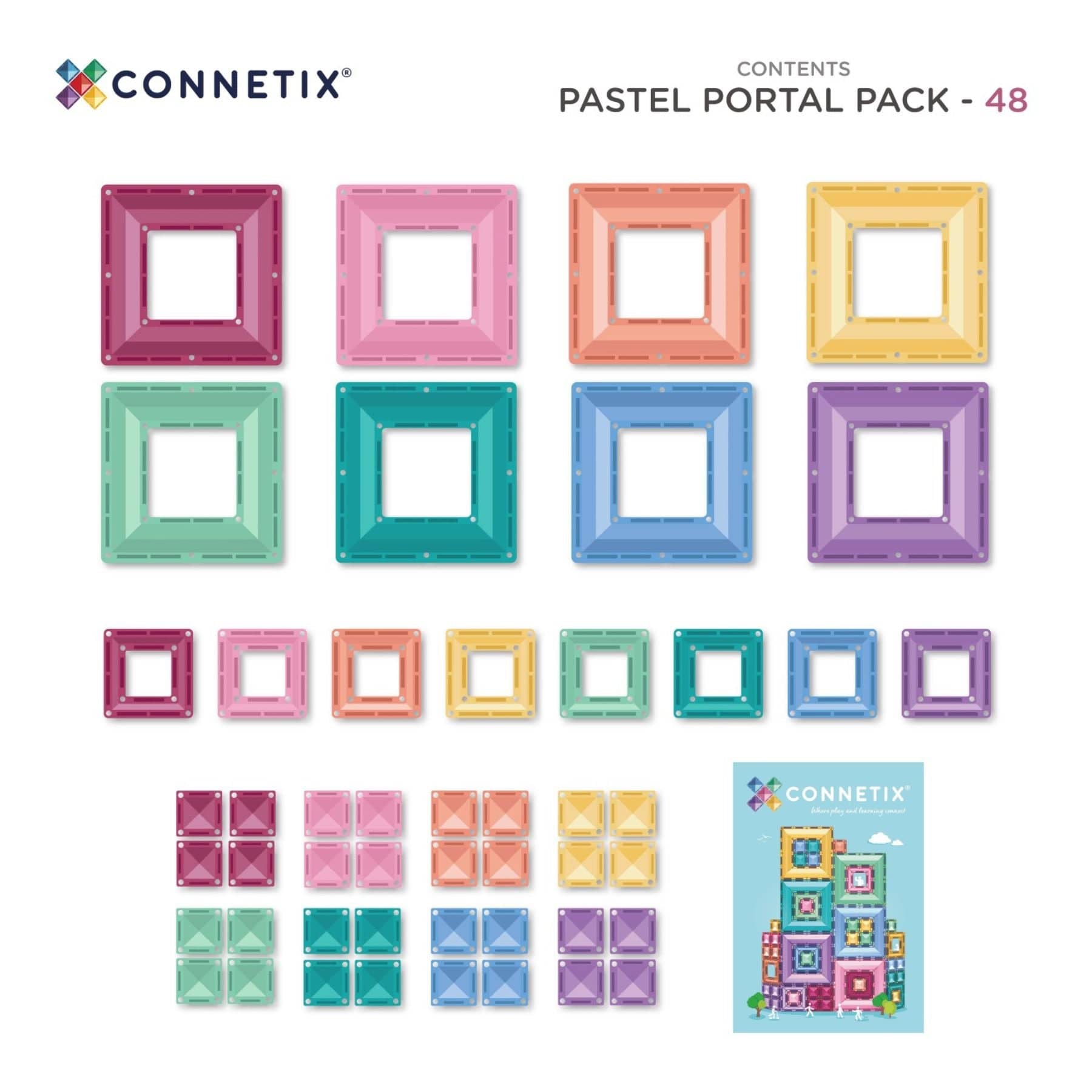 Connetix Pastel Portal Pack — 48 Magnetbausteine - LeoBabys