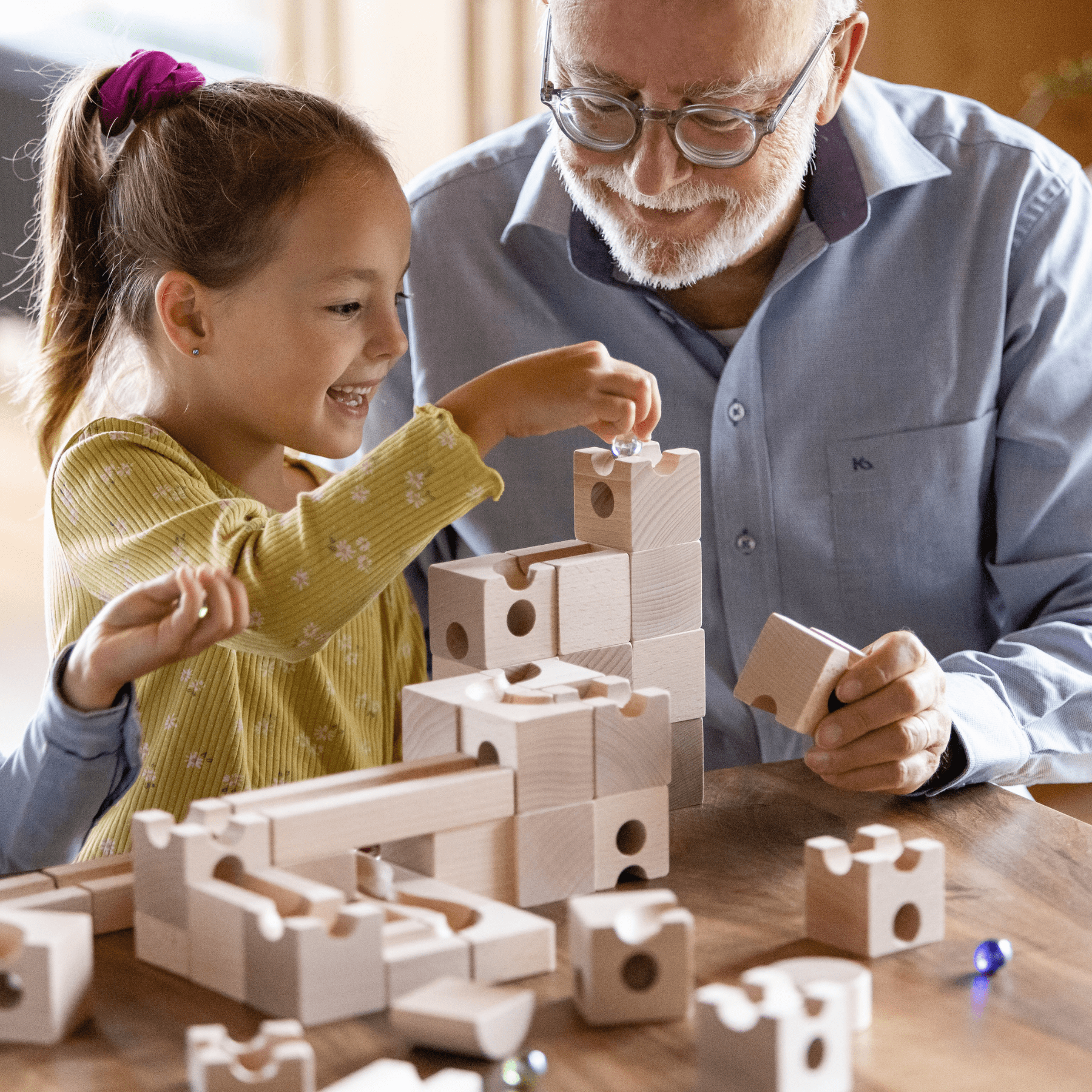 Cuboro DUO – Erweiterungsset für zweispurige Murmelbahnen aus Holz - LeoBabys