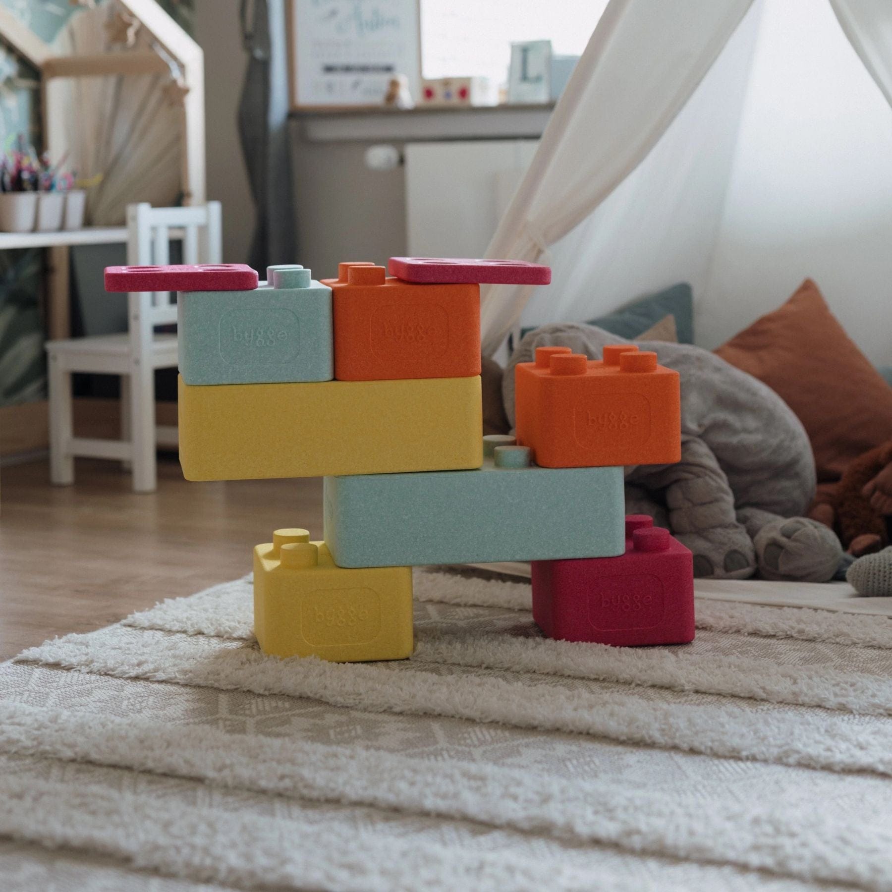 FARVESPIL bygge Starterset 12 XXL Schaumstoffbausteine | Bauklötze großformatig