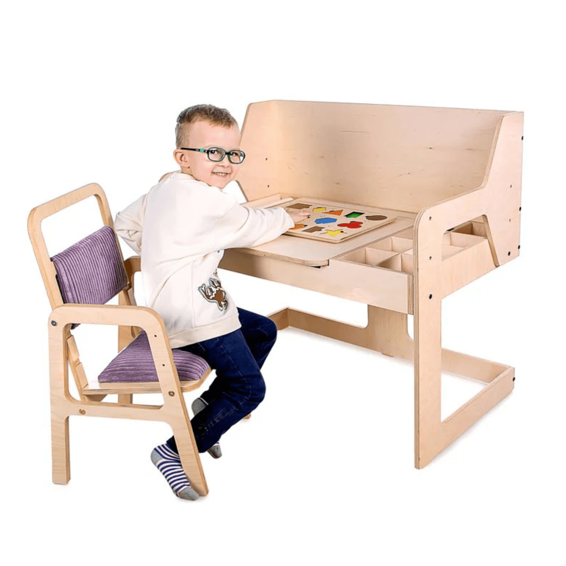 Verstellbarer Montessori Kindertisch und Stuhl Set luula - LeoBabys