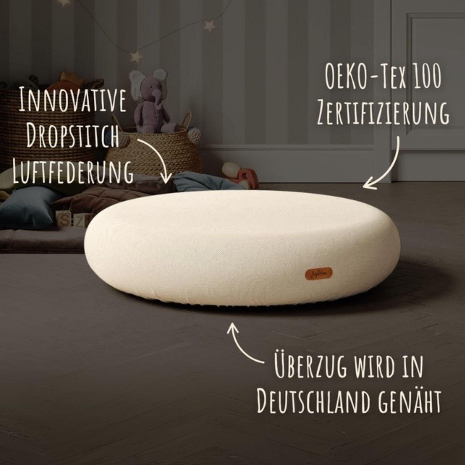 Jumpspot – Indoor Kindertrampolin & Hüpfpolster in Beige von Jupiduu