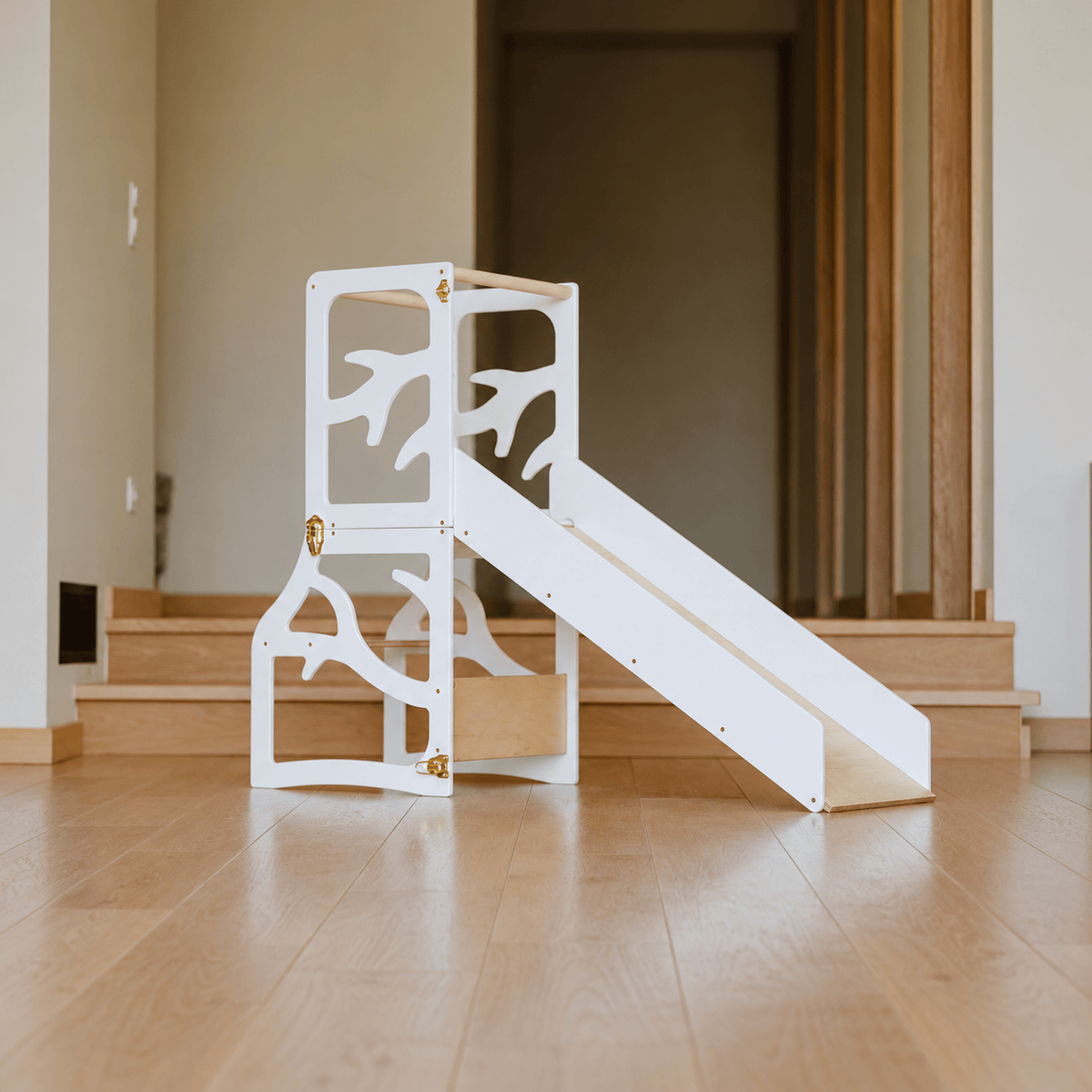 Learning Tower 3in1 wandelbarer Montessori Lernturm - mit Rutsche oder Hocker - Tree Design