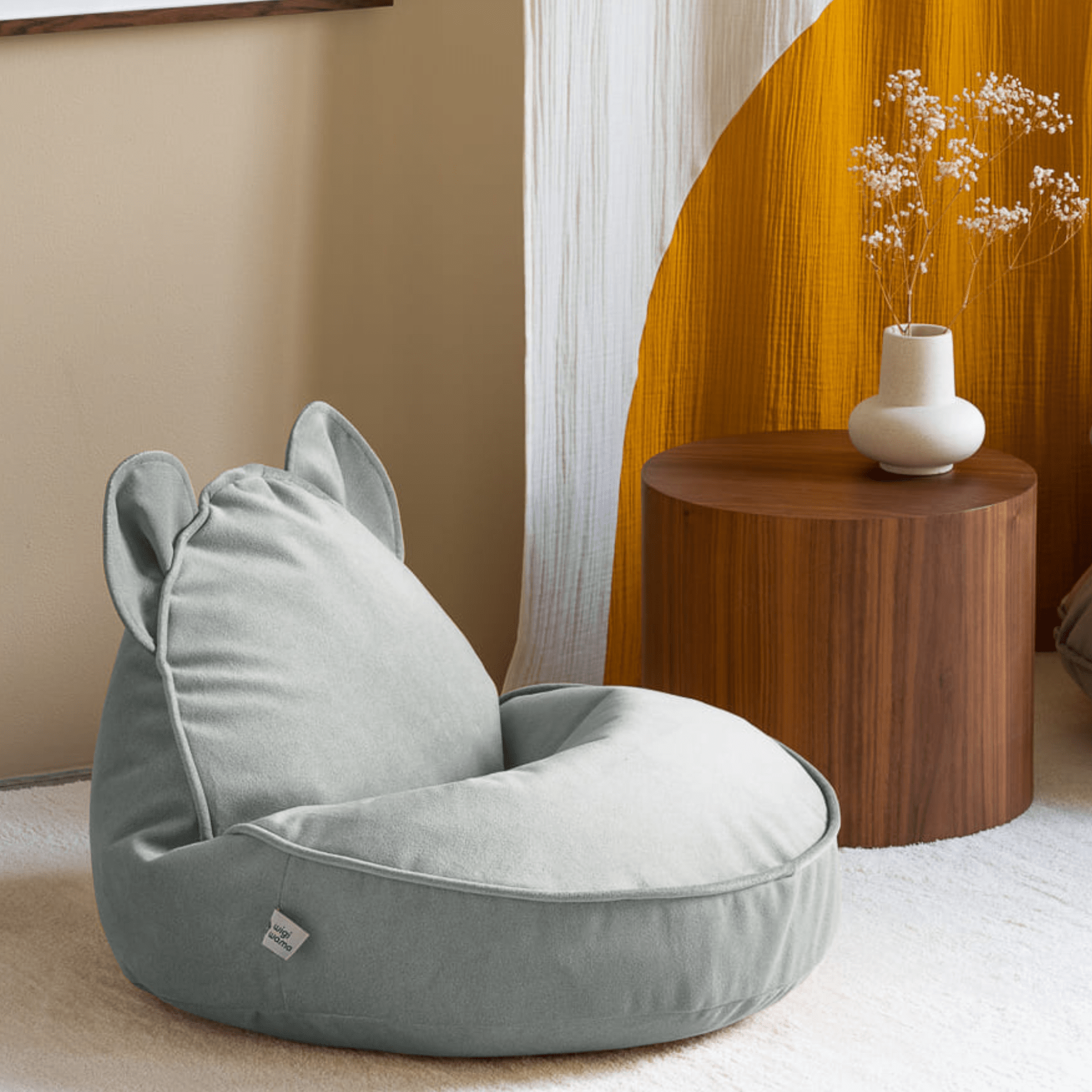 Kinder-Sitzsack Bär aus Samt I wigiwama - LeoBabys