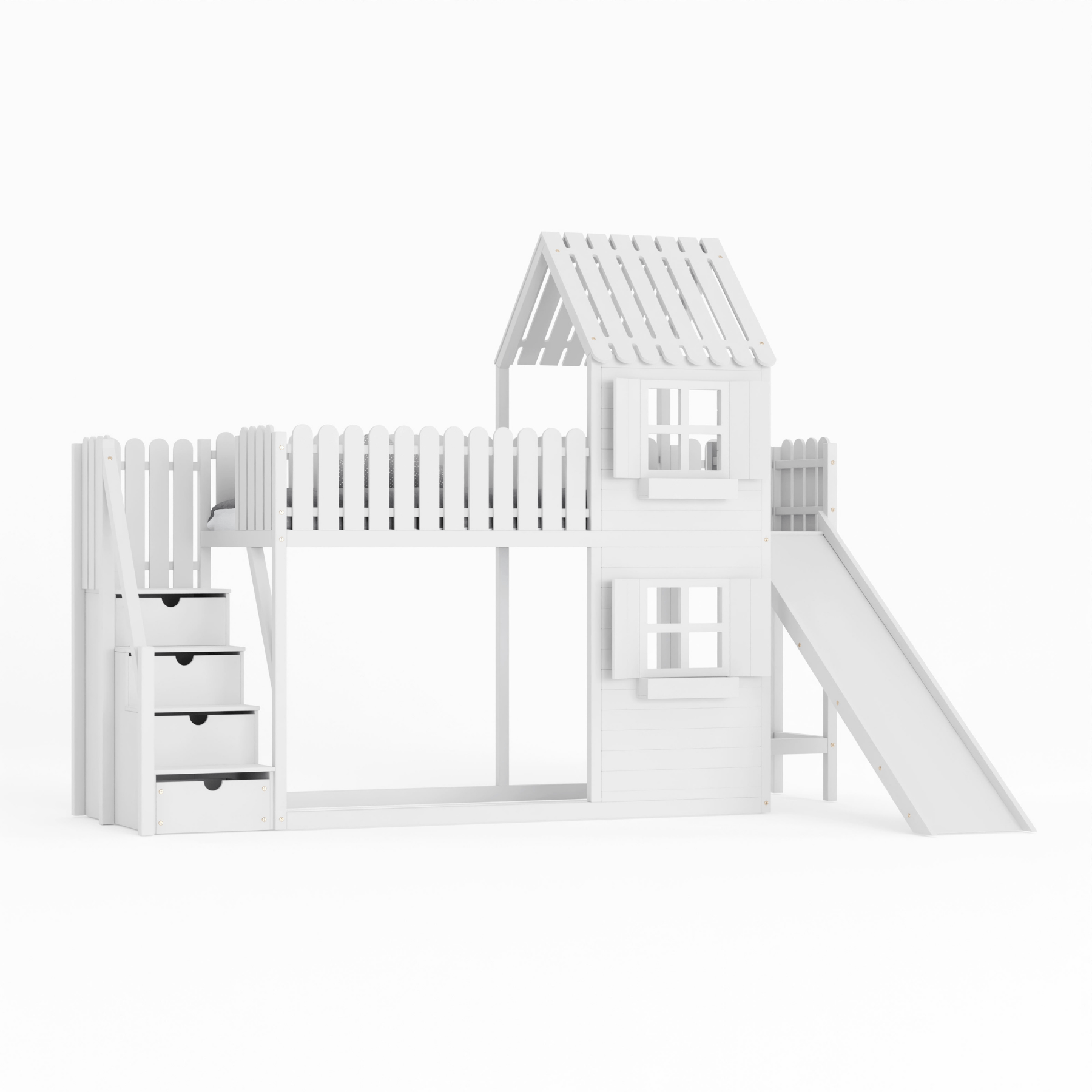 Kinderbett Hausbett Etagenbett für Kinder - Lenny - LeoBabys