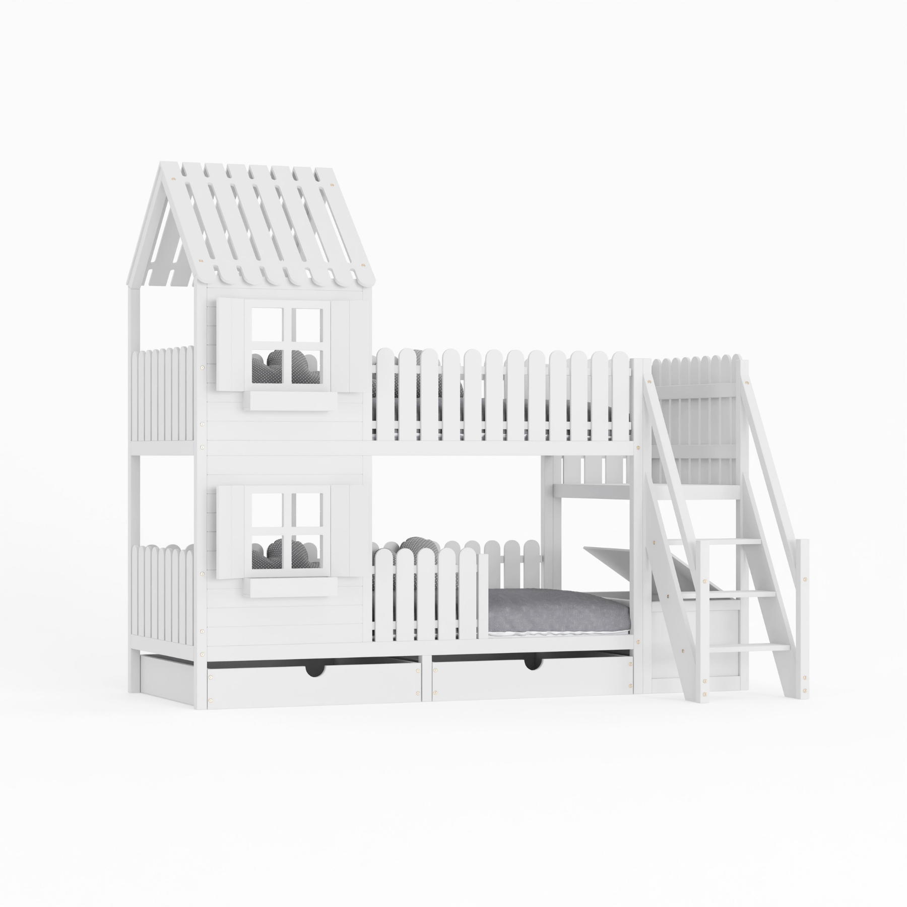 Kinderbett Hausbett Etagenbett für Kinder - Rio - LeoBabys