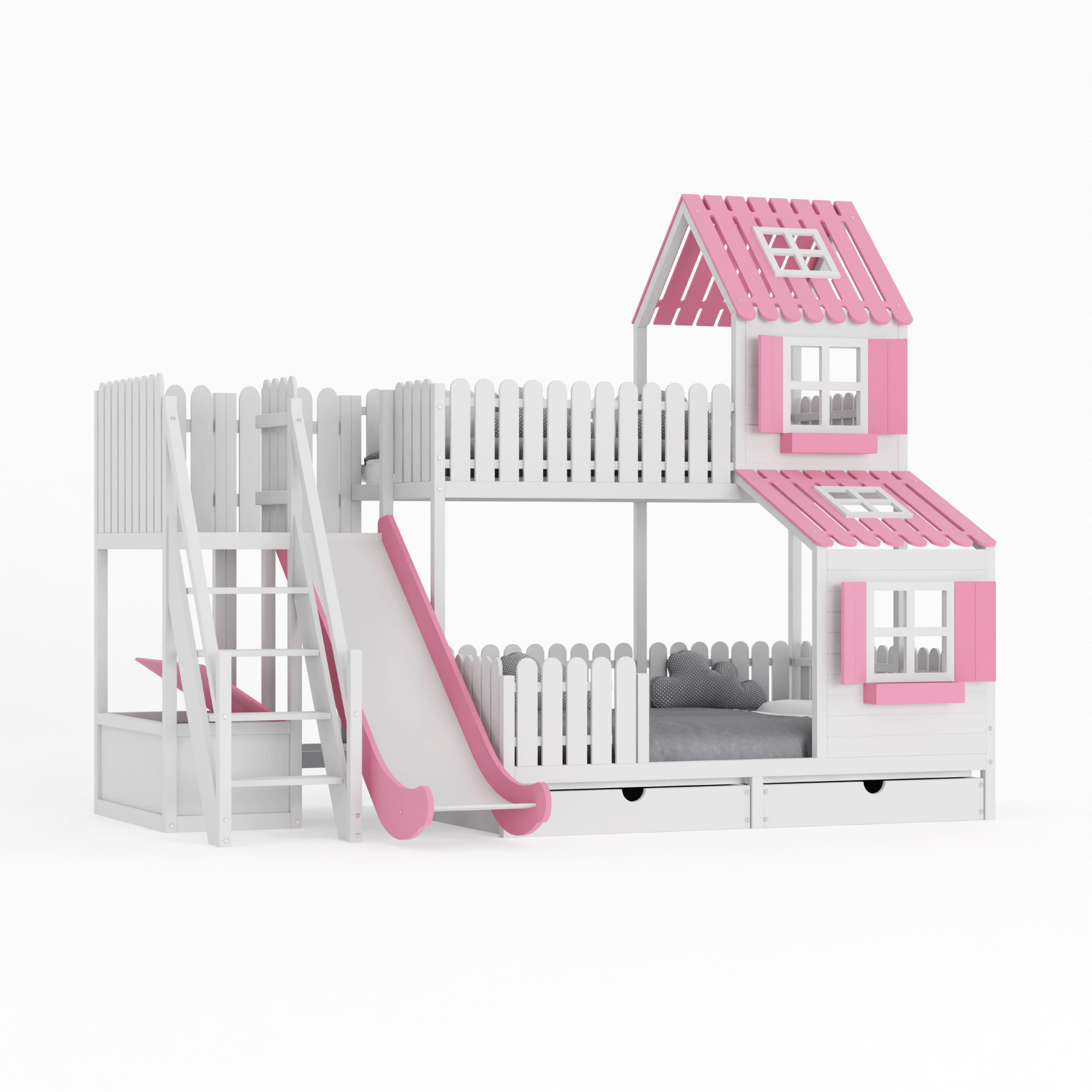 Kinderbett Hausbett Etagenbett für Kinder - Christin - LeoBabys