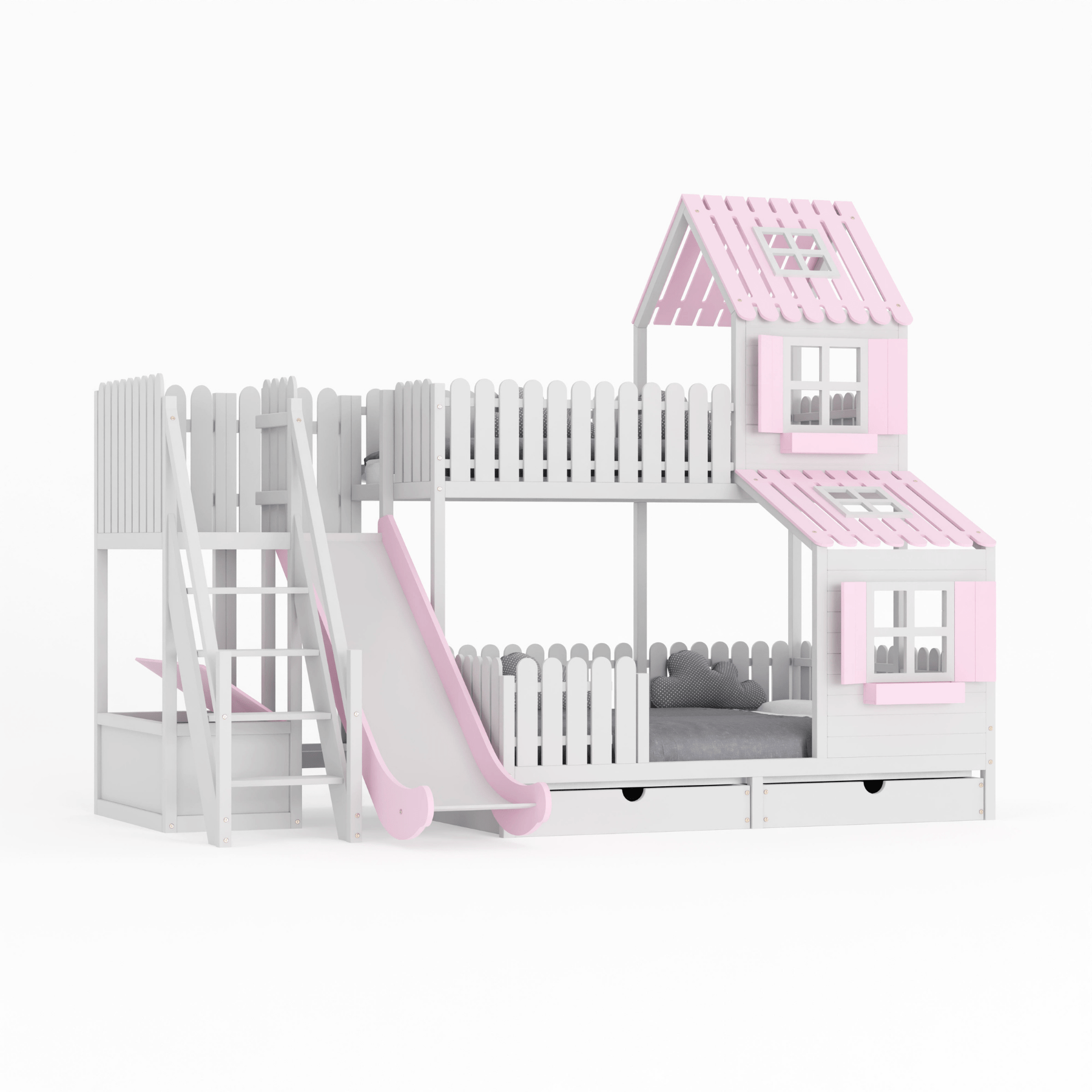 Kinderbett Hausbett Etagenbett für Kinder - Christin - LeoBabys