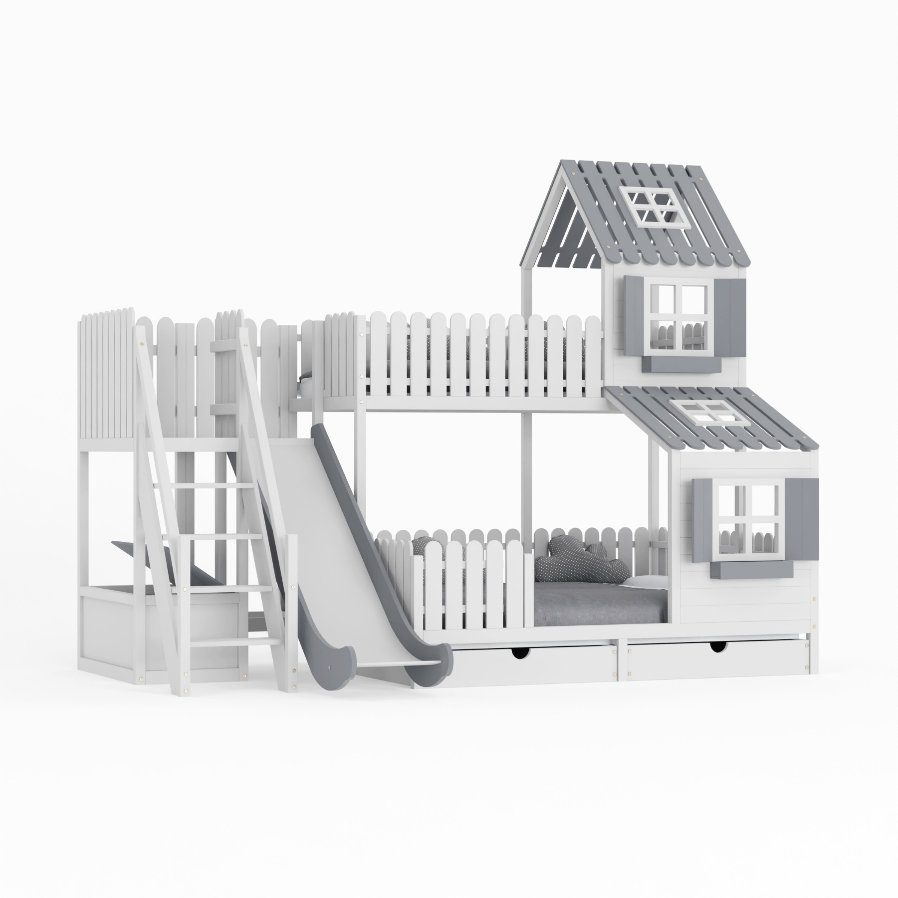 Kinderbett Hausbett Etagenbett für Kinder - Christin - LeoBabys