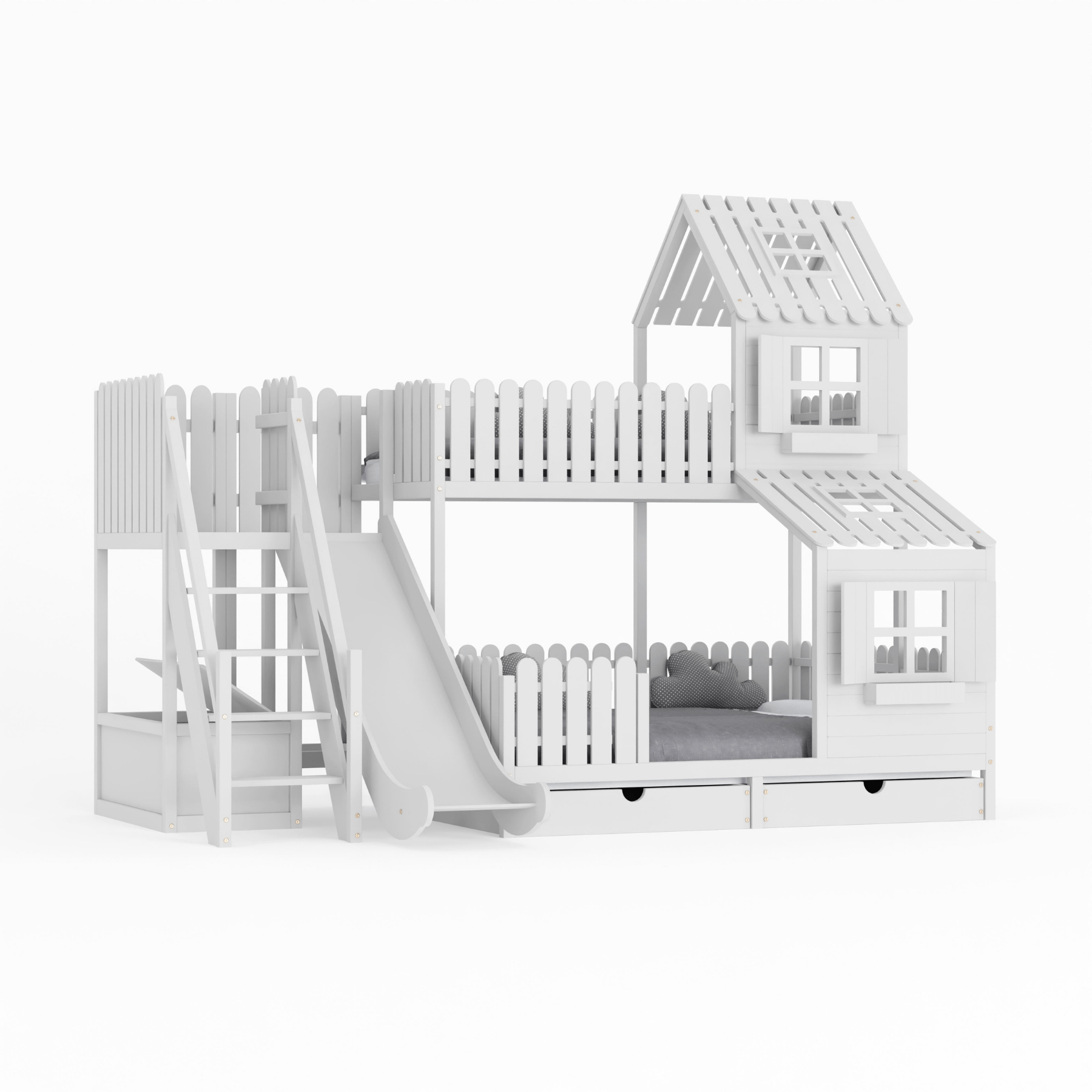 Kinderbett Hausbett Etagenbett für Kinder - Christin - LeoBabys