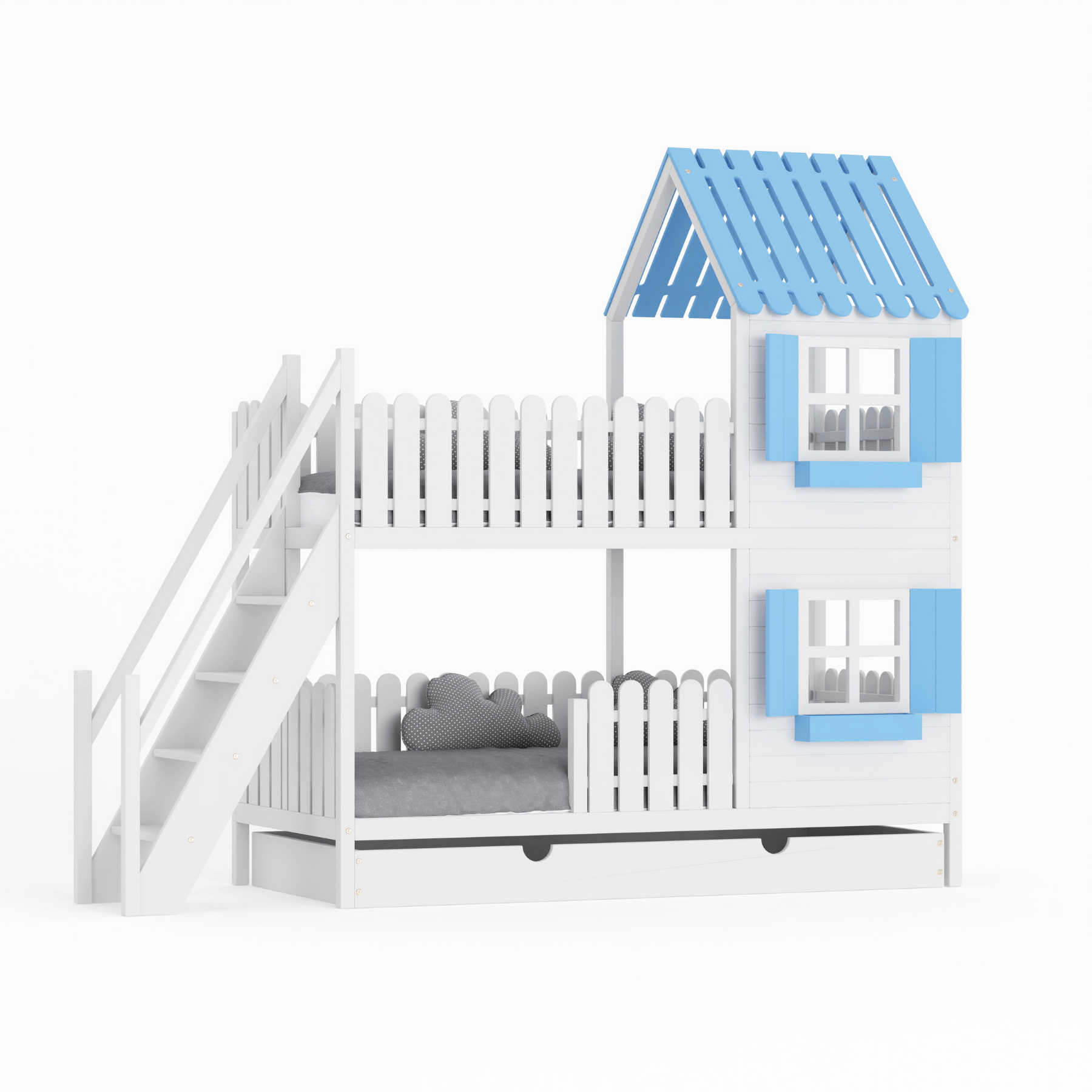 Kinderbett Hausbett Etagenbett für Kinder - Elian - LeoBabys
