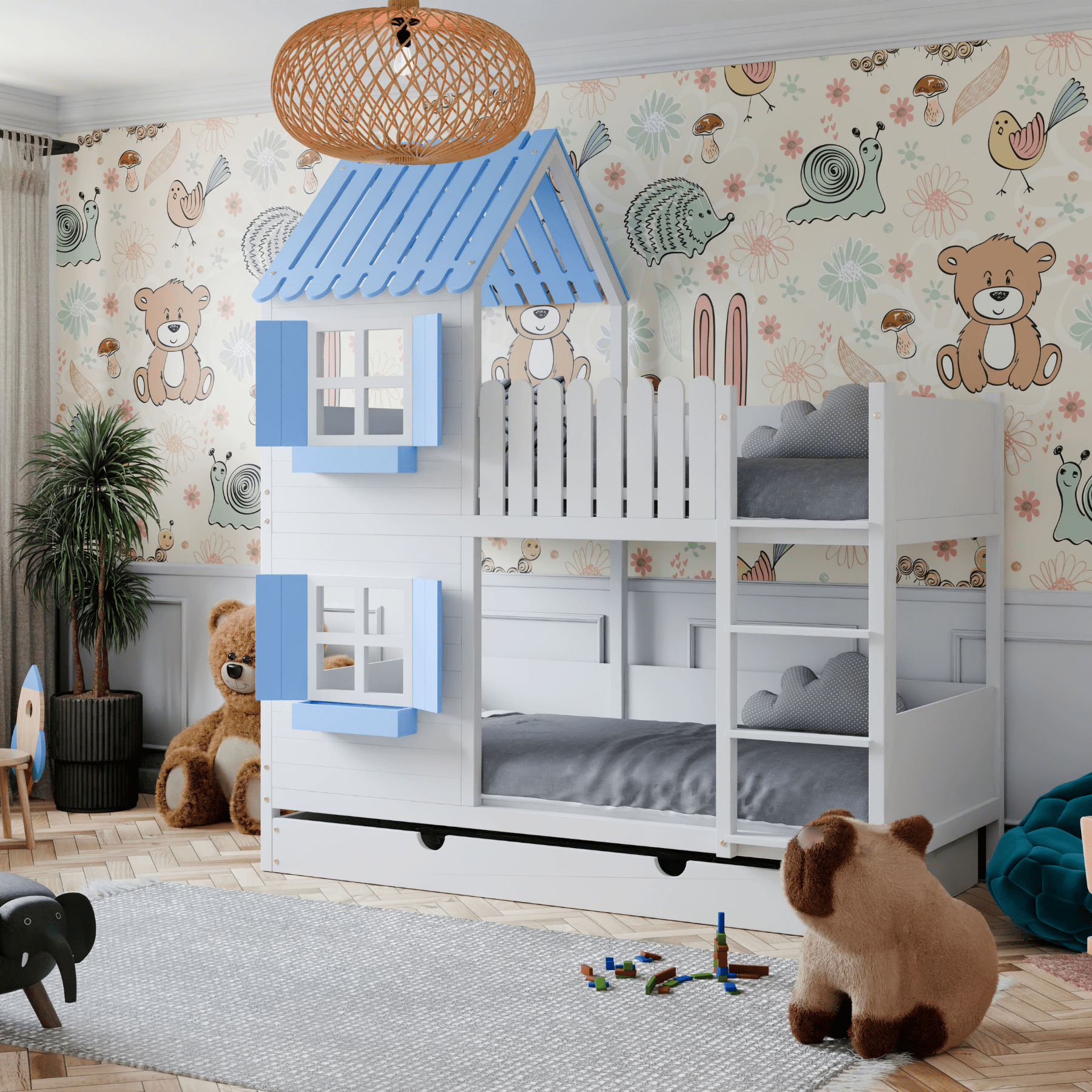 Kinderbett Hausbett Etagenbett für Kinder - Lior - LeoBabys
