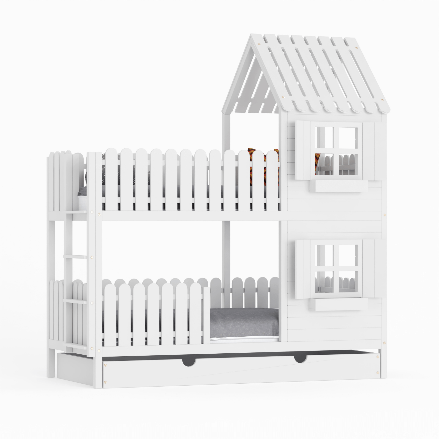 Kinderbett Hausbett Etagenbett für Kinder - Mika - LeoBabys