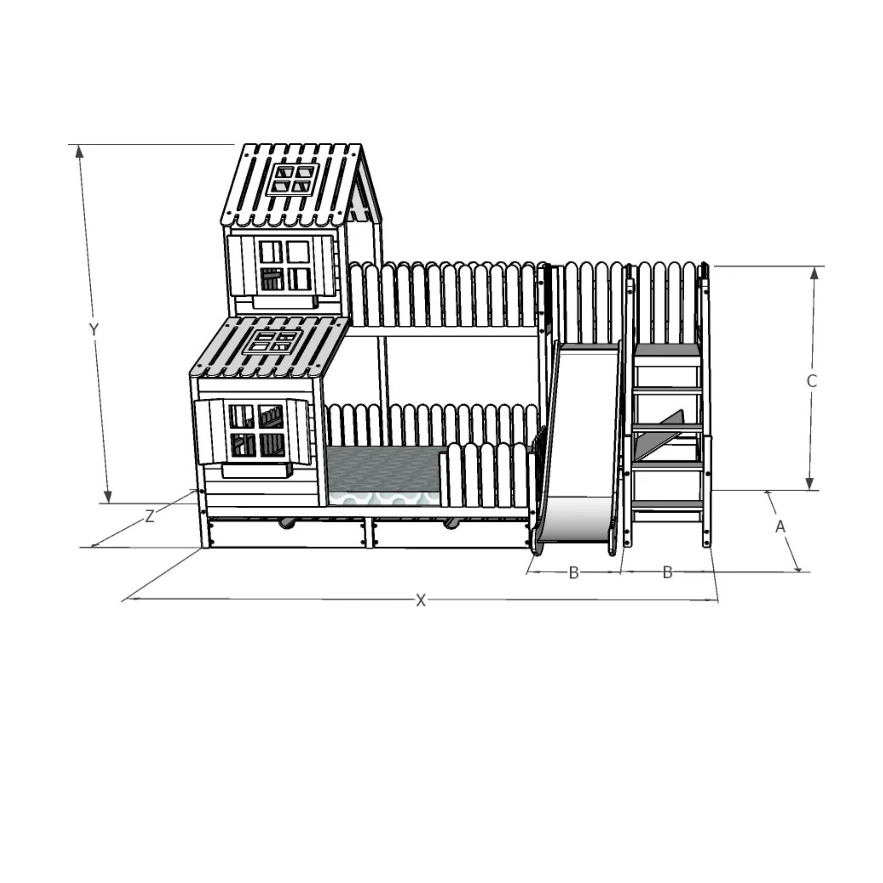 Kinderbett Hausbett Etagenbett für Kinder - Christin - LeoBabys
