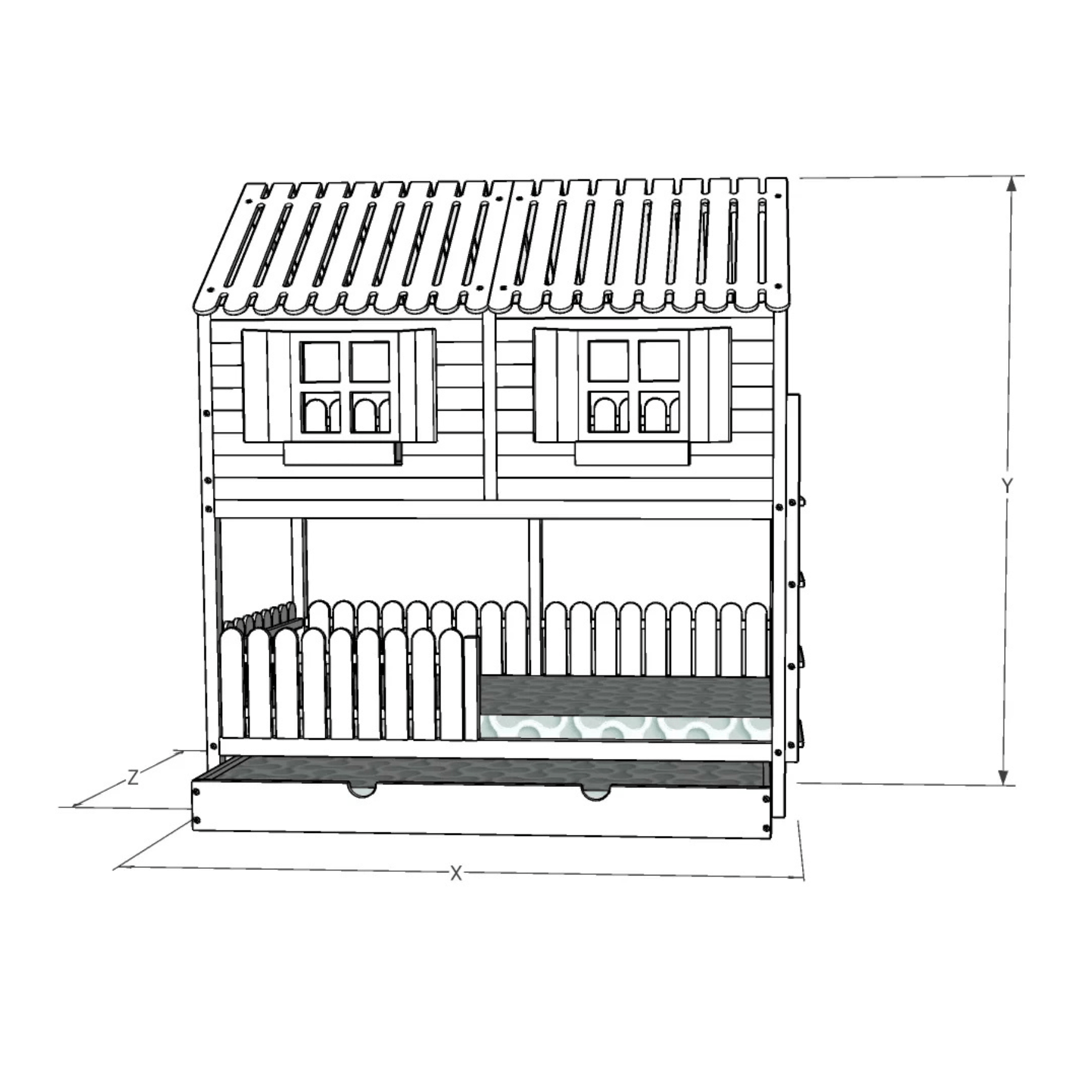 Kinderbett Hausbett Etagenbett für Kinder - Lou - LeoBabys