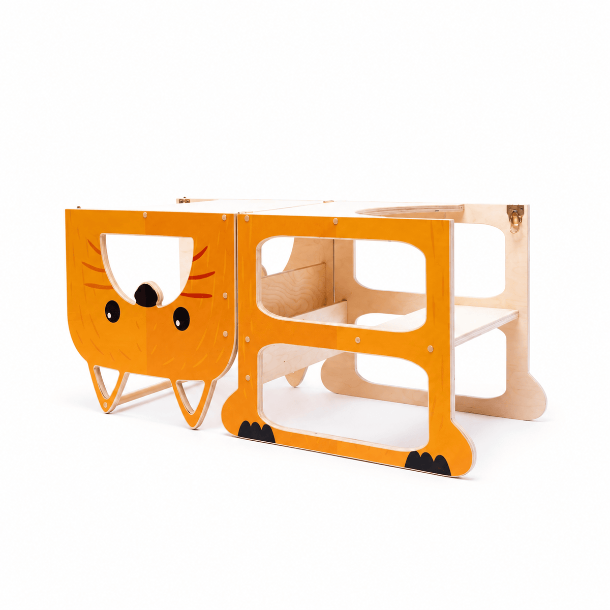 Learning Tower Lernturm für zwei Kinder Wandelbar Montessori Holz Bio Natürlich - LeoBabys