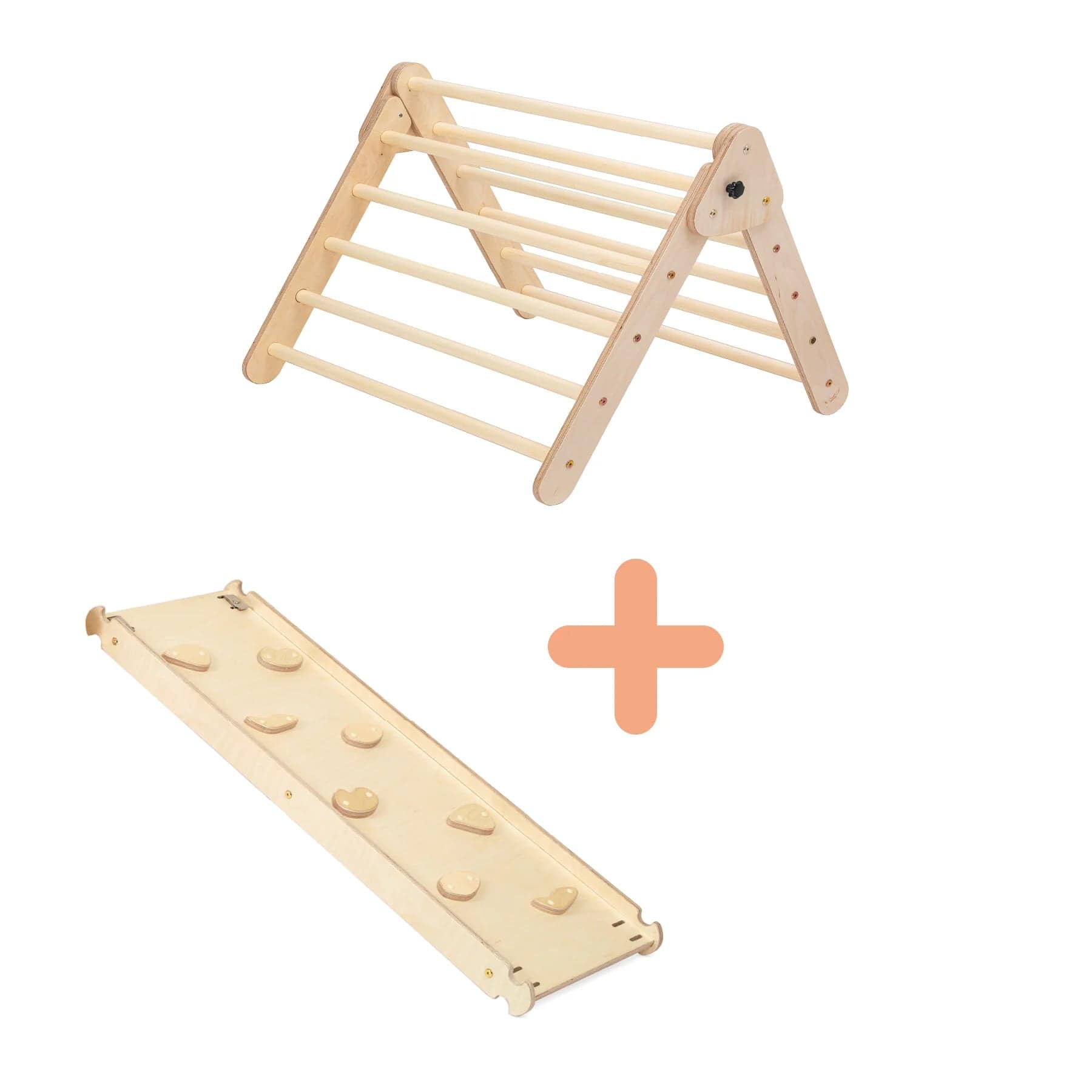 Pikler Dreieck Kletterdreieck klappbar platzsparend erweiterbar mit Rampe/Rutsche oder Leiter - LeoBabys