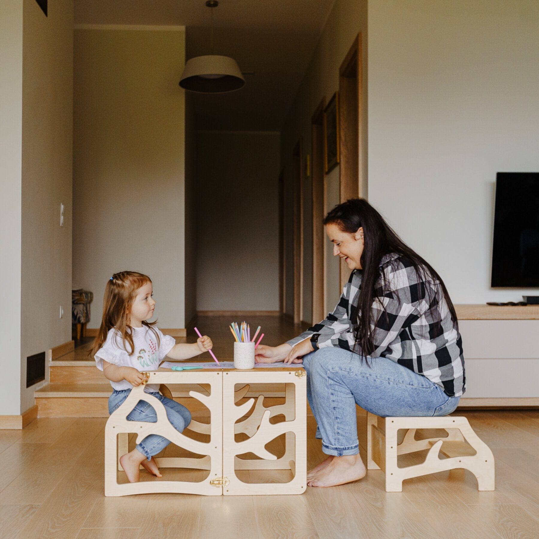 3in1 Lernturm Learning Tower - Lernturm mit Rutsche und Tritthocker - LeoBabys