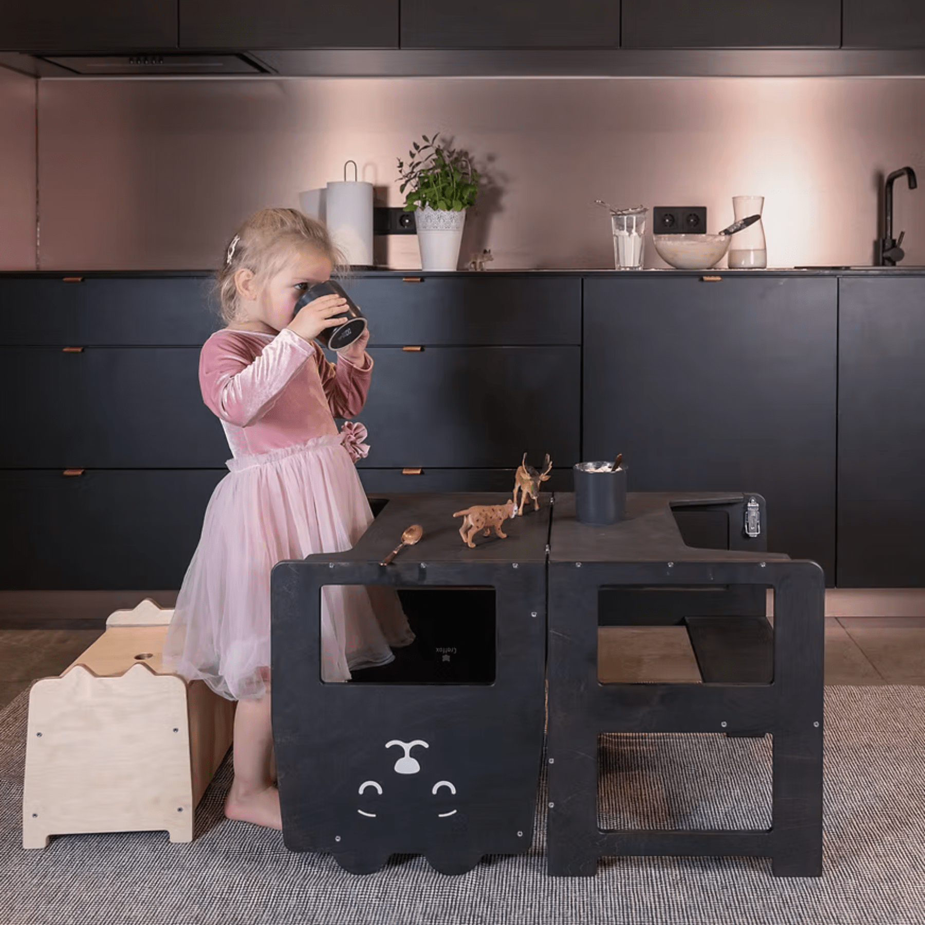 Lernturm Learning Tower mit Tafel Bär - LeoBabys