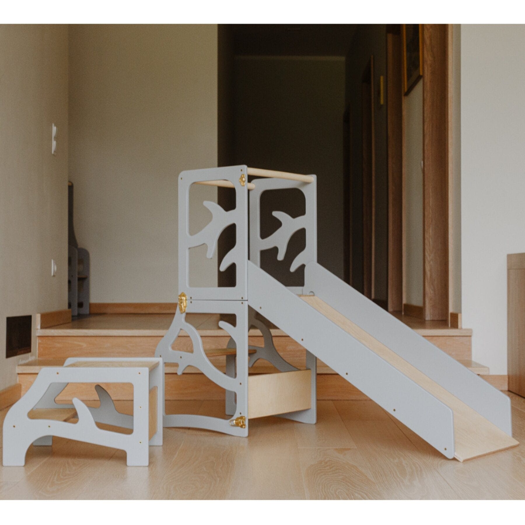 3in1 Lernturm Learning Tower - Lernturm mit Rutsche und Tritthocker - LeoBabys