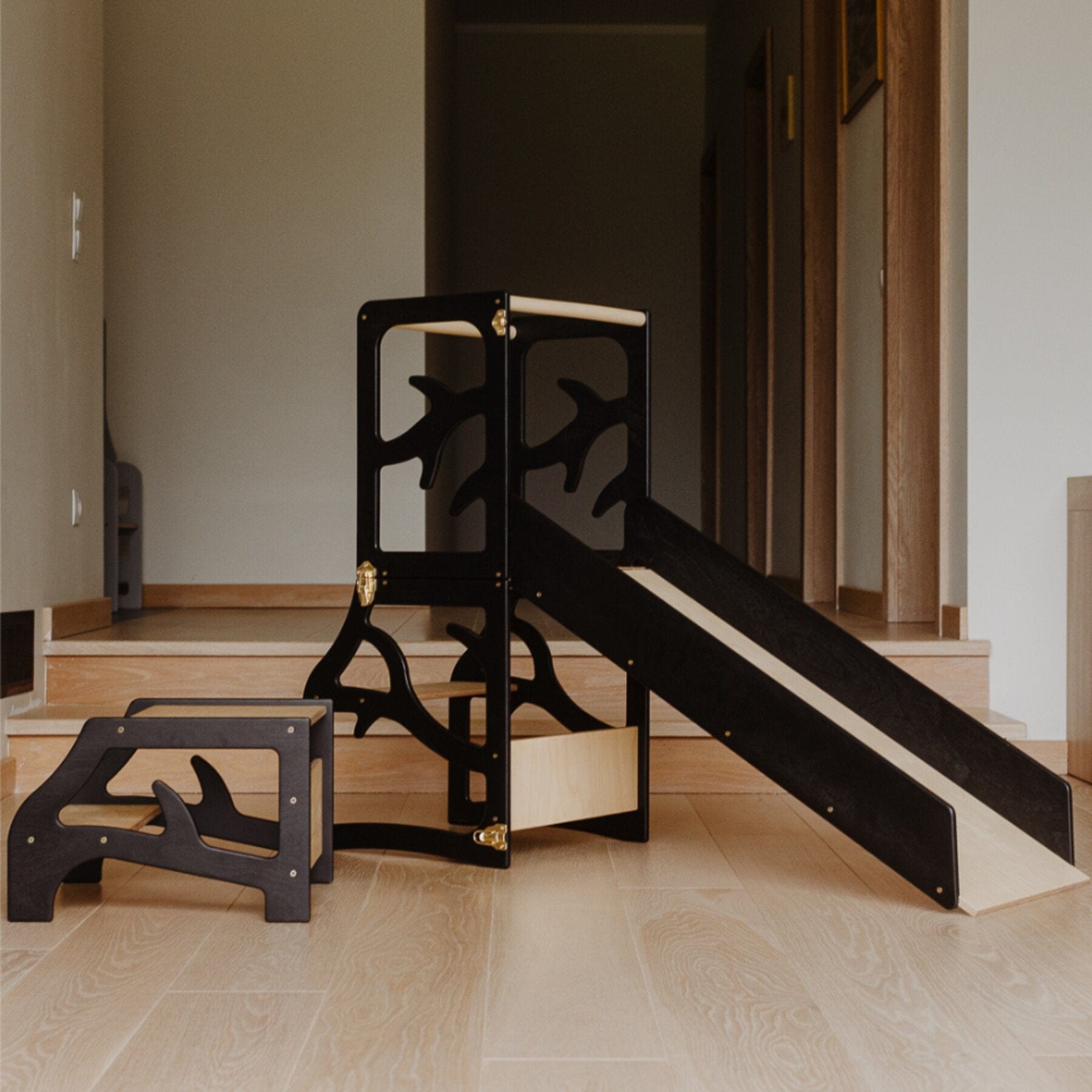 3in1 Lernturm Learning Tower - Lernturm mit Rutsche und Tritthocker - LeoBabys