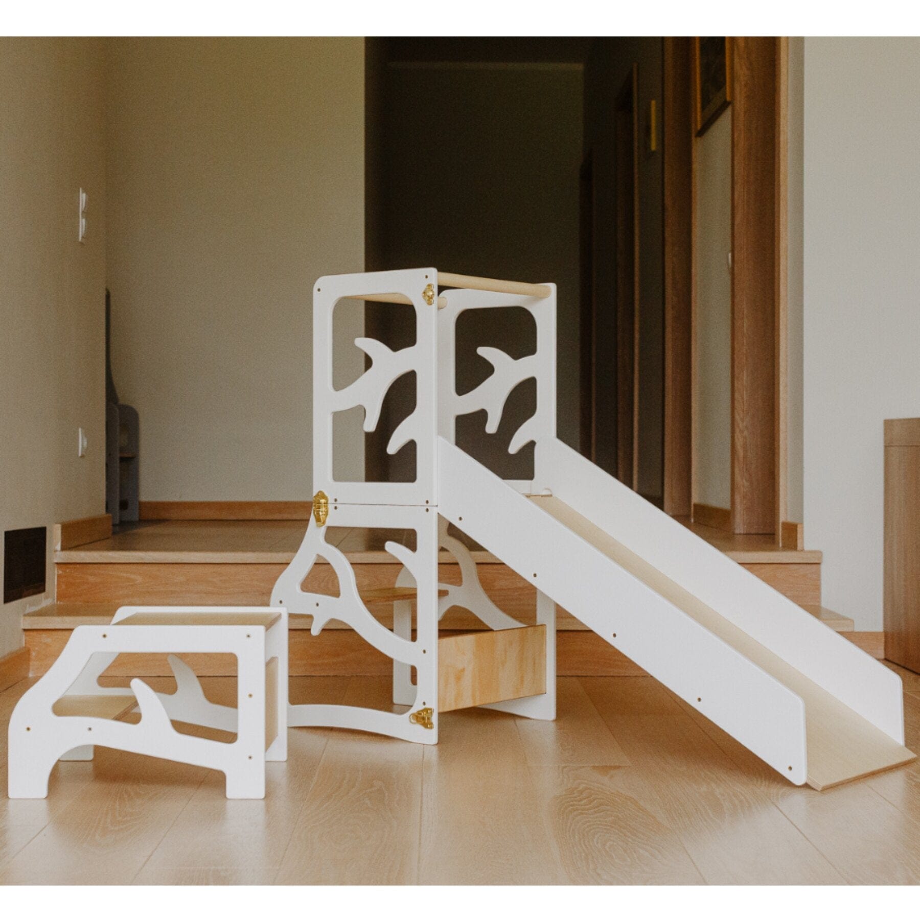 3in1 Lernturm Learning Tower - Lernturm mit Rutsche und Tritthocker - LeoBabys