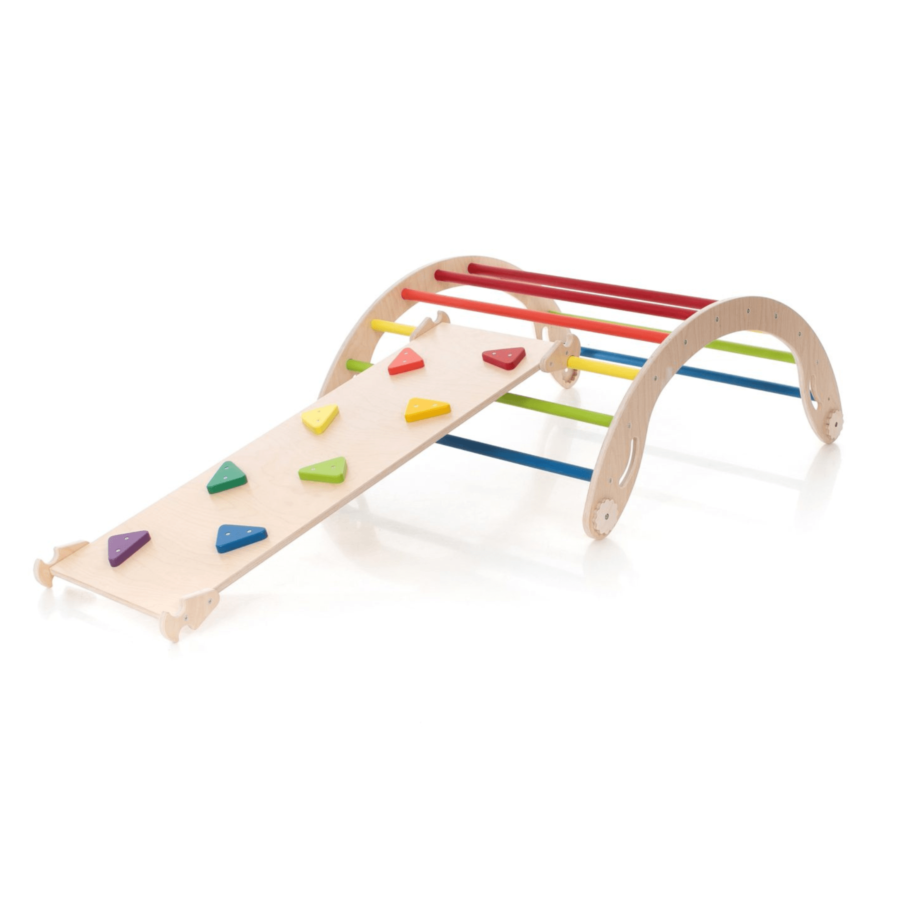 Pikler Dreieck Set Bunt – 4-in-1 Motorik-Kletterbaukasten - LeoBabys