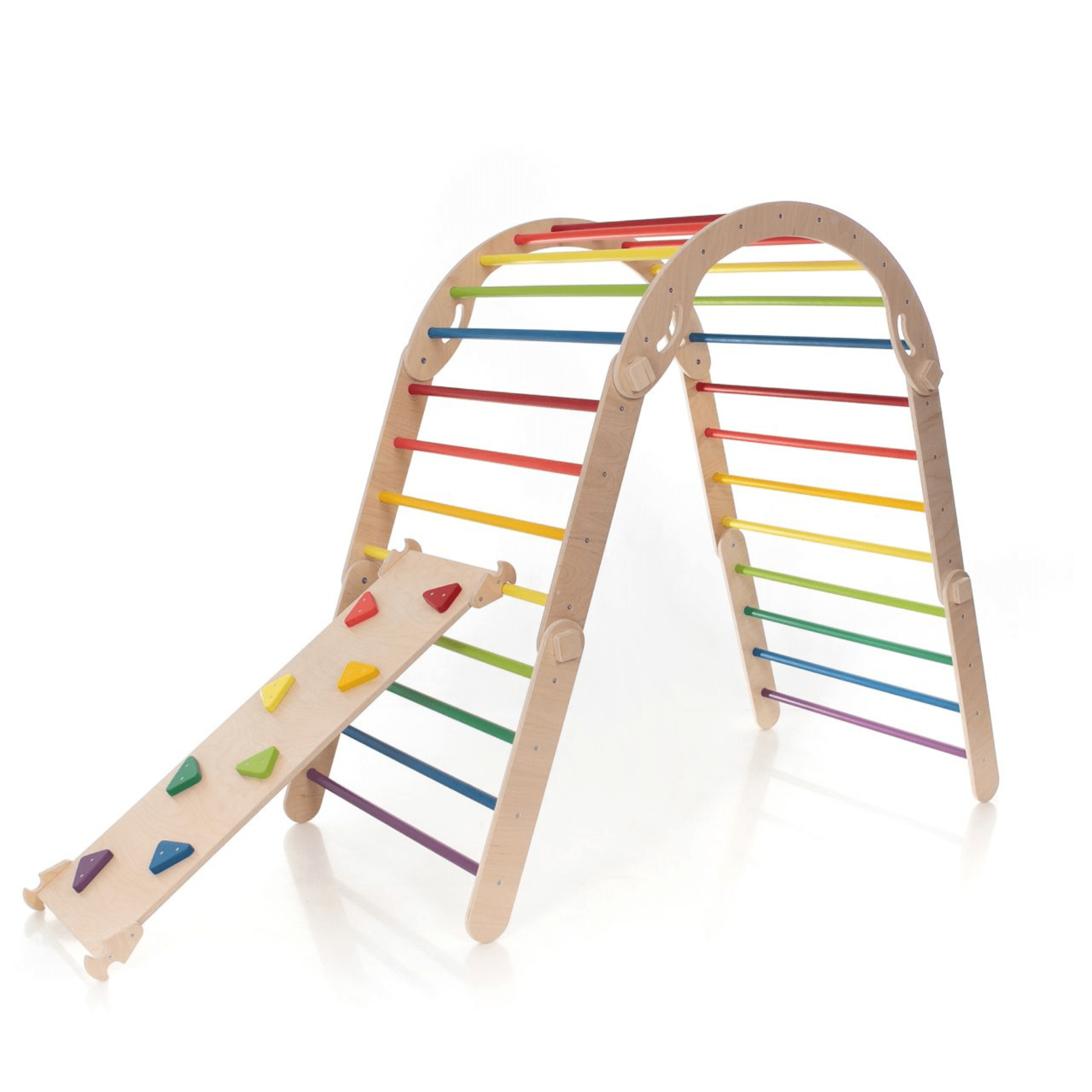 Pikler Dreieck Set Bunt – 4-in-1 Motorik-Kletterbaukasten - LeoBabys