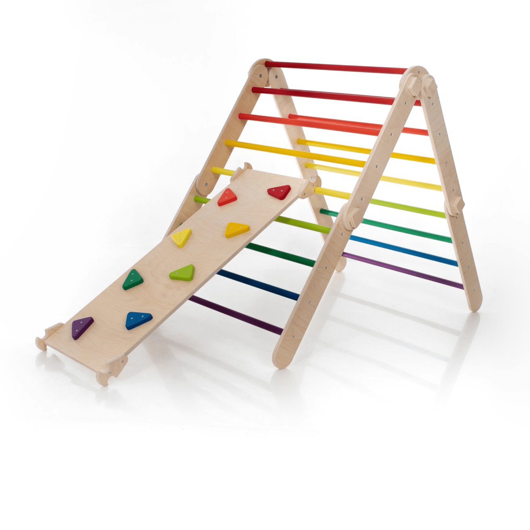 Pikler Dreieck Set Bunt – 4-in-1 Motorik-Kletterbaukasten - LeoBabys