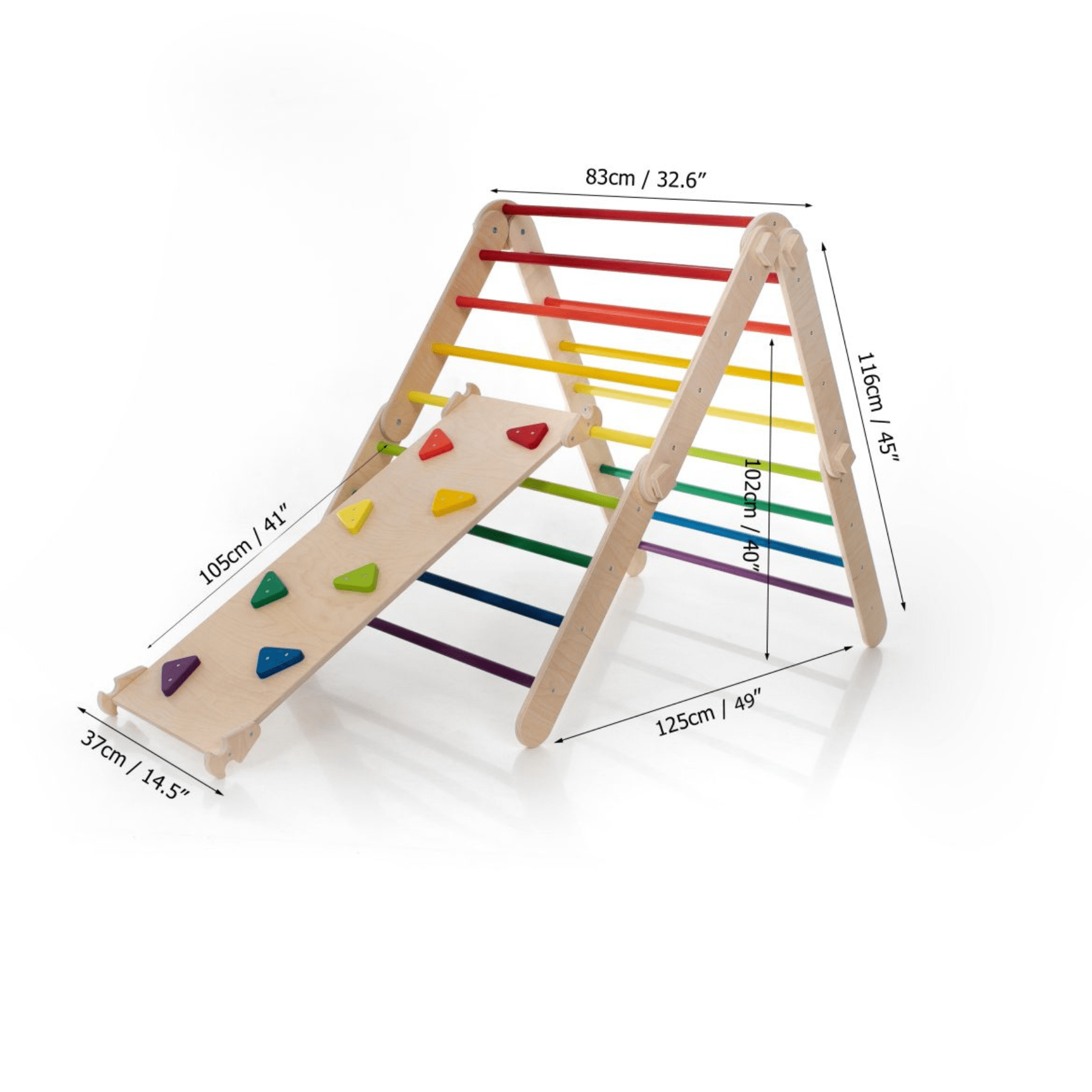 Pikler Dreieck Set Bunt – 4-in-1 Motorik-Kletterbaukasten - LeoBabys
