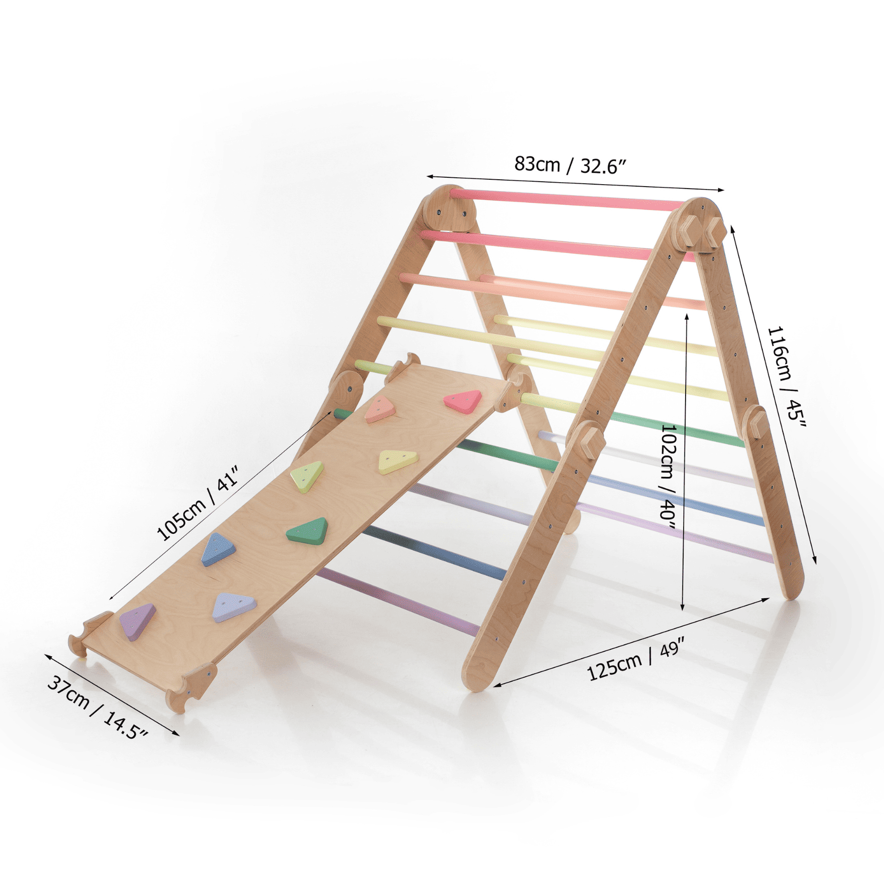 Pikler Dreieck Rutsche Pastell – 4-in-1 Motorik-Baukasten - LeoBabys