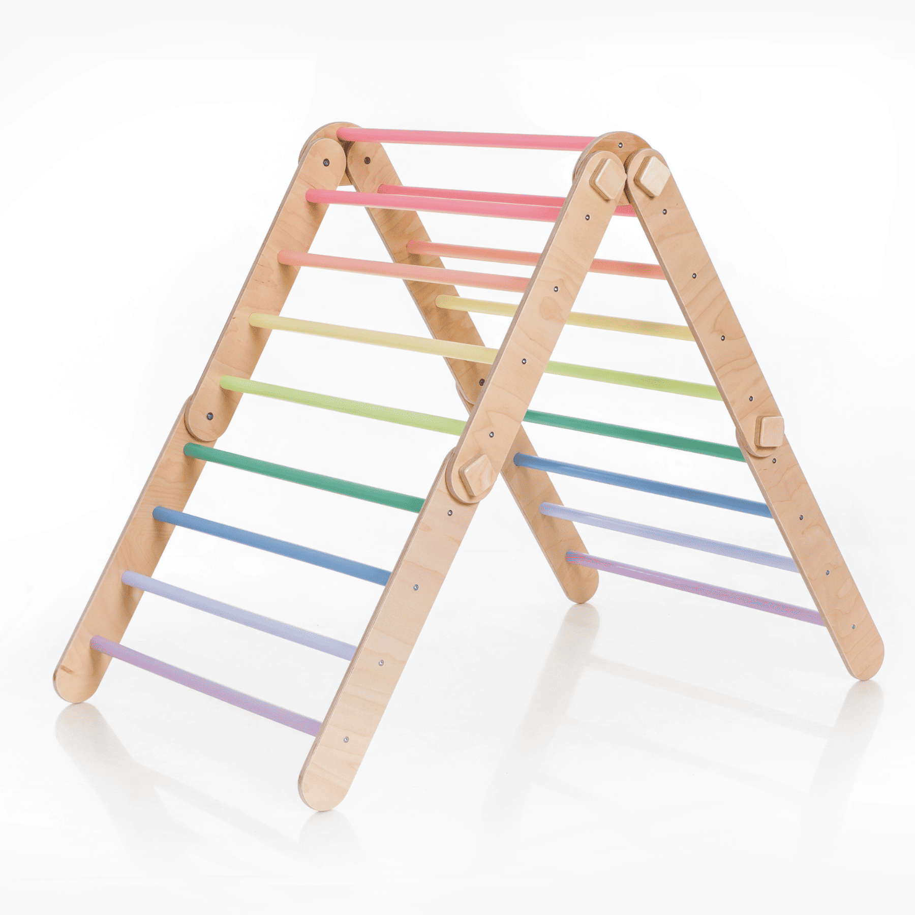 Pikler Dreieck Rutsche Pastell – 4-in-1 Motorik-Baukasten - LeoBabys