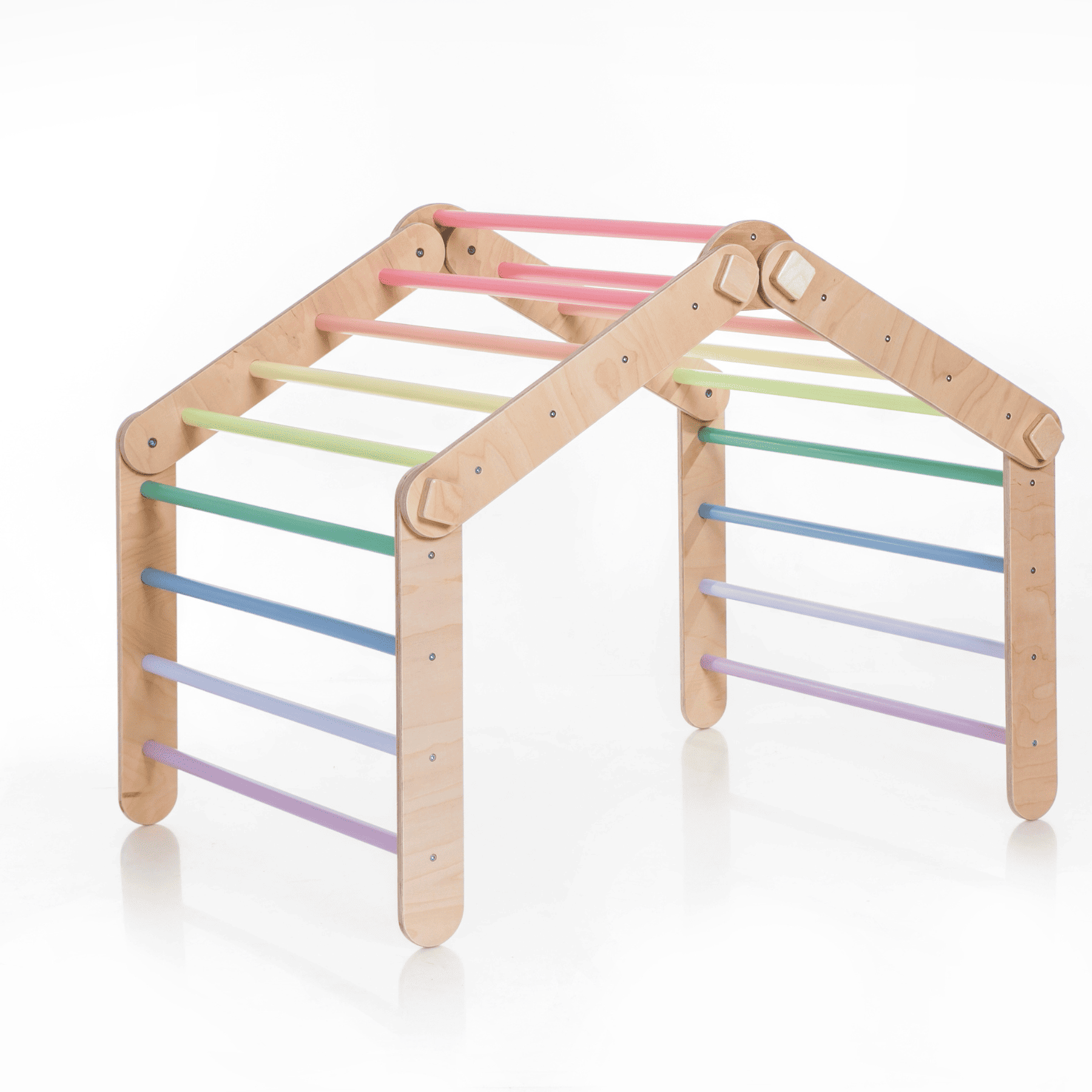 Pikler Dreieck Rutsche Pastell – 4-in-1 Motorik-Baukasten - LeoBabys